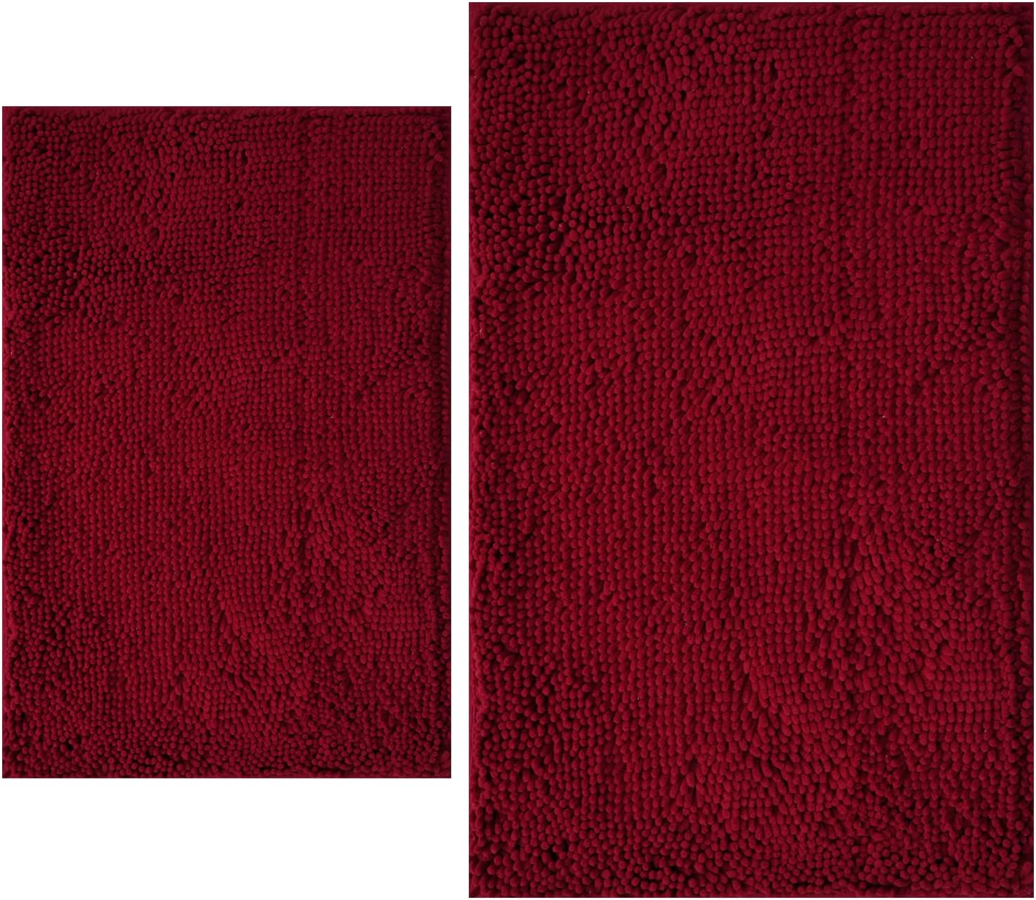 Juego de 2 alfombras de baño de felpilla extrasuave absorbente, tapete de baño con parte inferior antideslizante de PVC resistente, lavable a