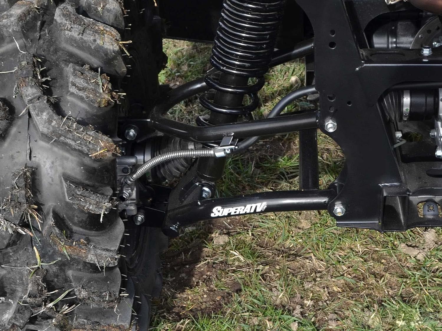 SuperATV Brazos A inferiores traseros de alta holgura para Yamaha VikingViking VI 2014+  Negro  Espacio libre adicional de 2.25″