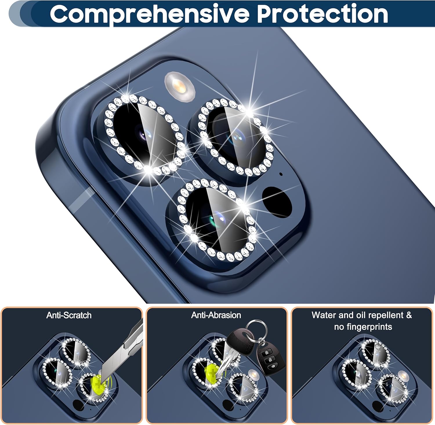 Suoman Protector de lente de cámara para iPhone 15 Pro Max, protector de lente de cámara 15 Pro, fuerte adhesión, ajuste perfecto para iPhone 15 Pro