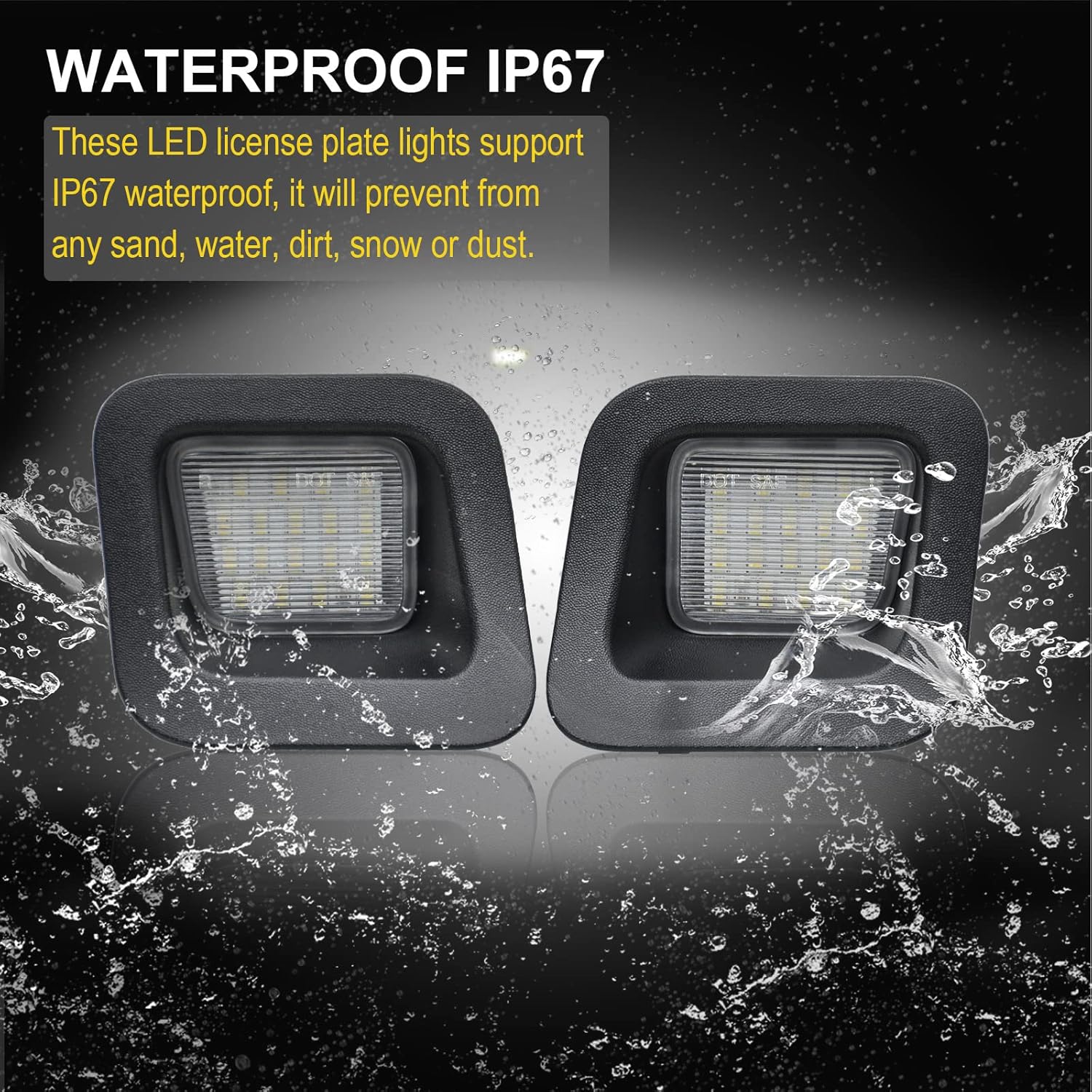 R&F Auto Luces LED de matrícula de repuesto para Ram 1500 2500 3500 (2003-2018)  Ram 1500 Classic (2019-2020), lente transparente alimentada por 40