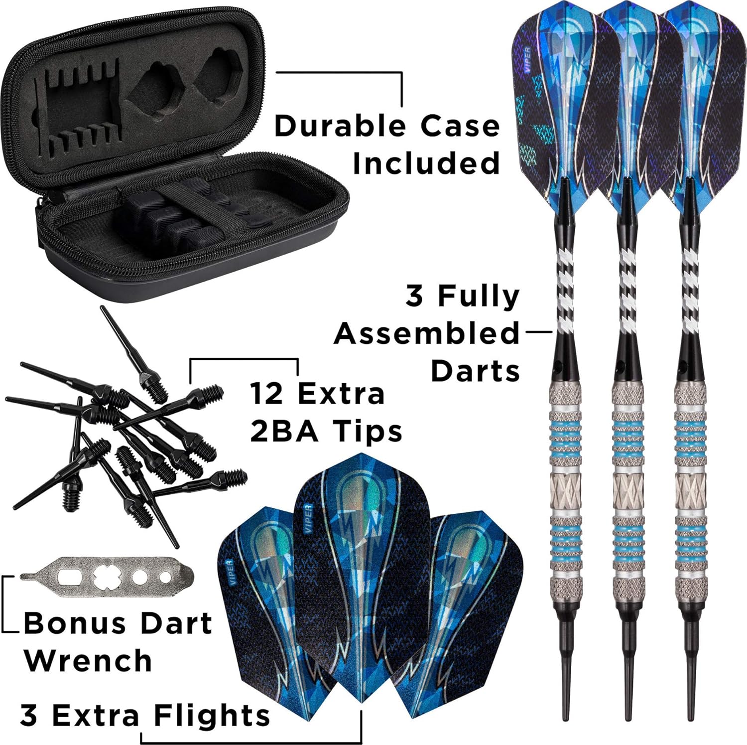 Viper Astro – Dardos de punta suave de tungsteno con estuche de almacenamientoviaje