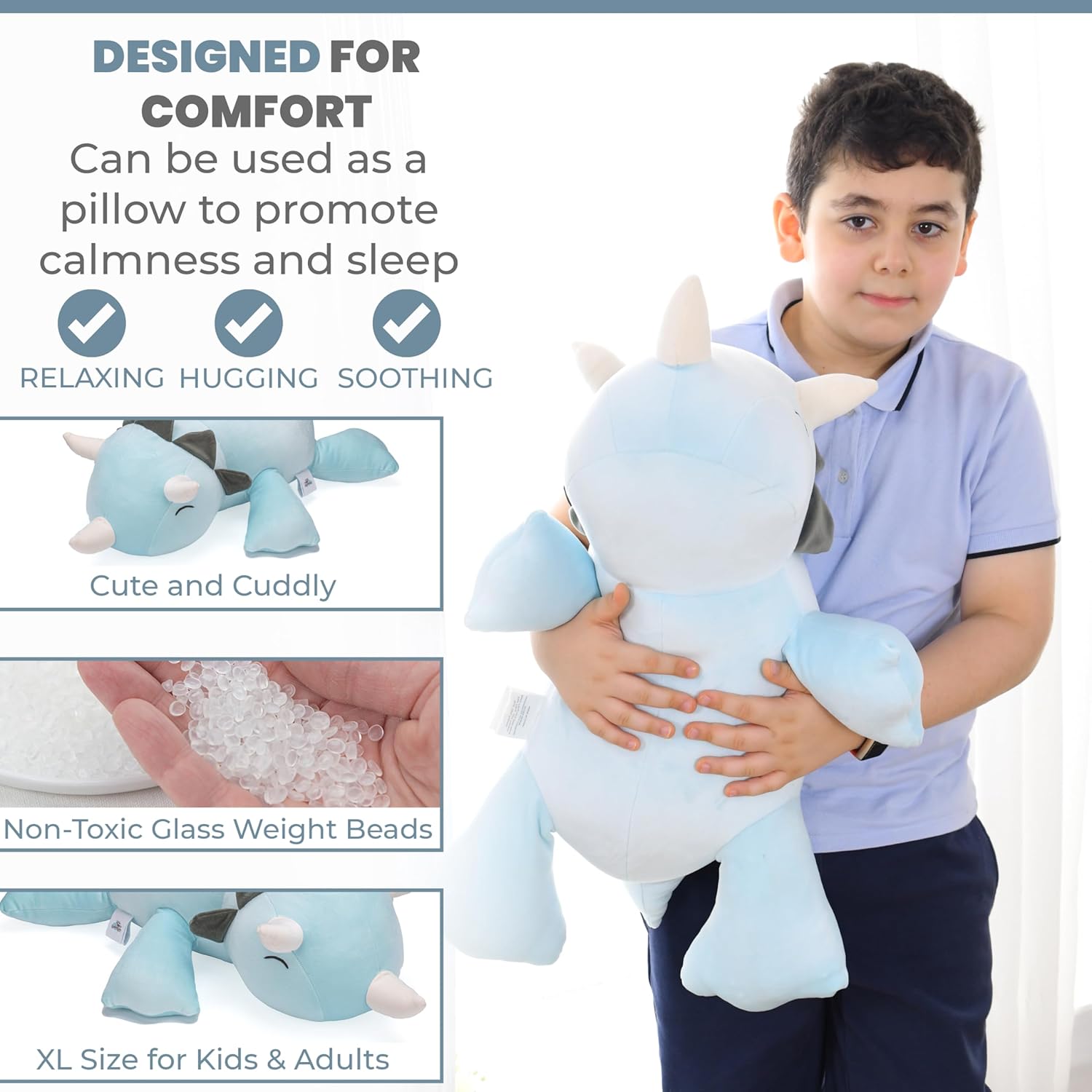 ZYSMALAT Animales de peluche con peso, 4 libras de peluche de dinosaurio con peso, peluche de unicornio, peluche de perezoso, animales de peluche