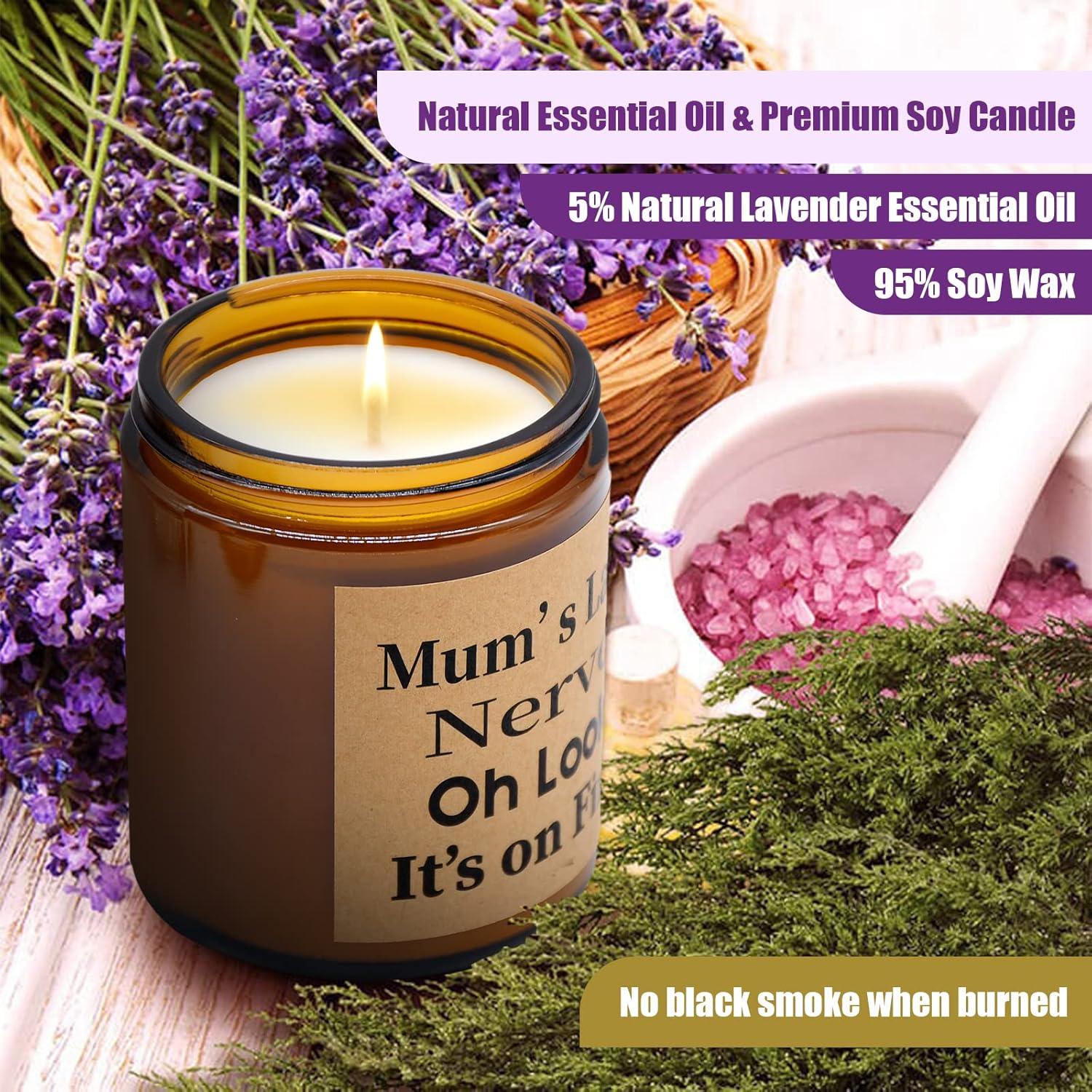 Velas perfumadas de lavanda de 7 onzas, tarro de vela de cera de soja orgánica, vela de aromaterapia, alivio del estrés y relajación, regalos