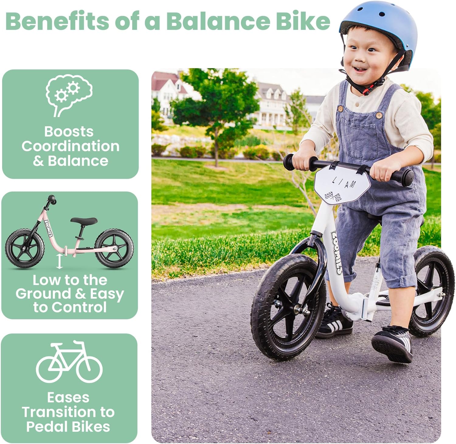 Bicicleta de equilibrio plegable de 12 pulgadas para niños de 2 a 5 años, plegable, fácil de llevar sobre la marcha, con correa de transporte