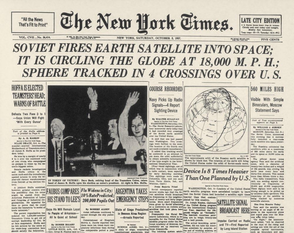 Sputnik I 1957 NThe New York Times Portada Titular Anunciando El Lanzamiento De Sputnik I The Soviet UnionS First Earth Satellite Newspaper Page 5