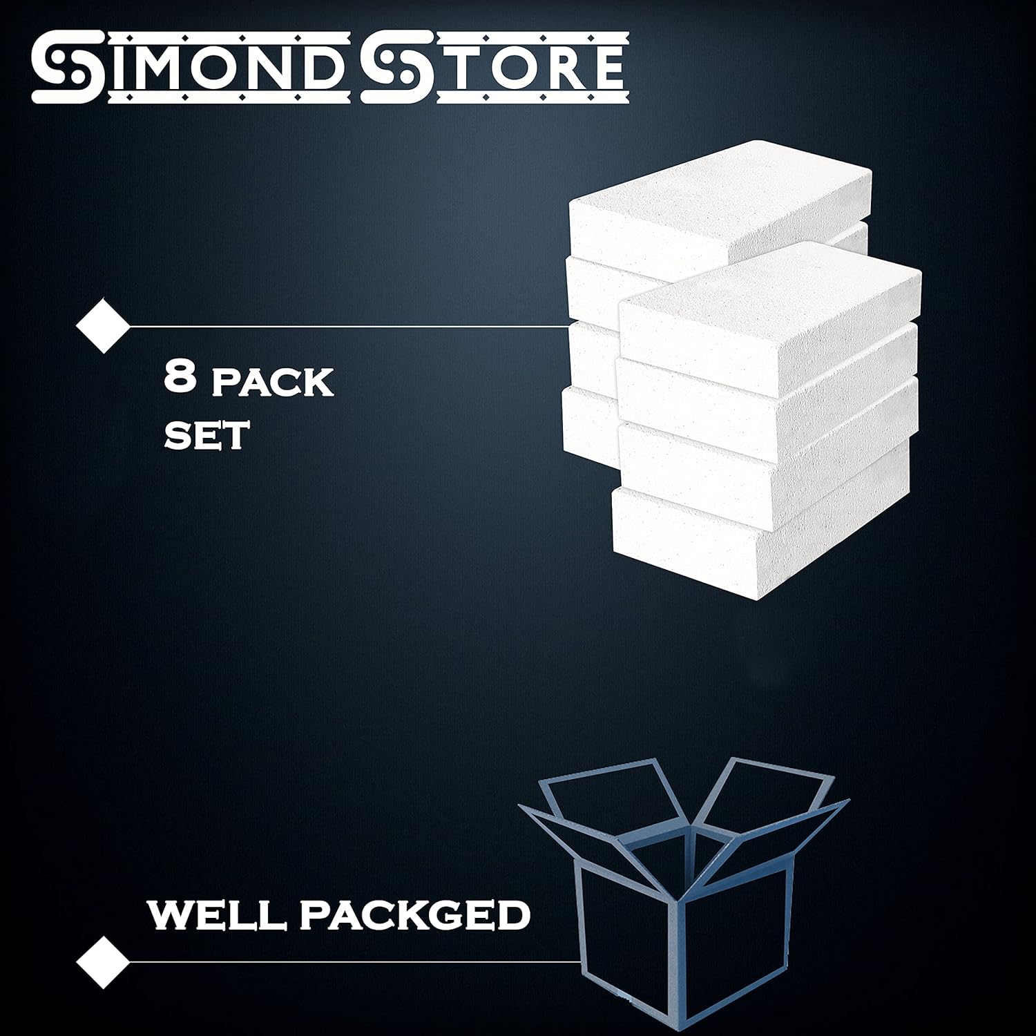 SIMOND STORE Ladrillos de fuego aislantes para forja, 1.75 x 4.5 x 9 pulgadas, paquete de 8 ladrillos de fuego suaves para horno, estufa de leña,