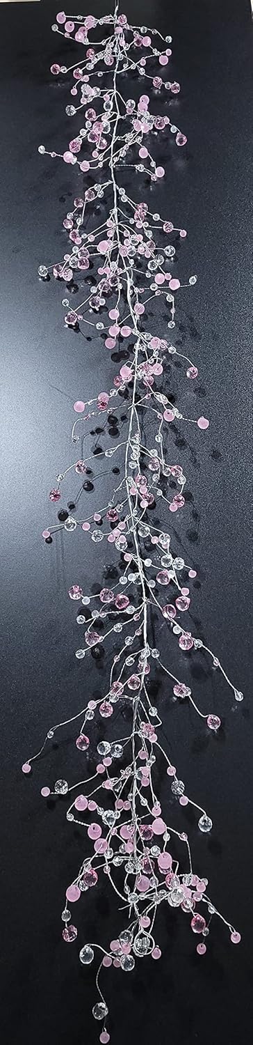 Galt International Guirnalda de diamantes de cristal acrílico de 192 pulgadas, cuerda de alambre esmerilado y corte de diamante, guirnalda