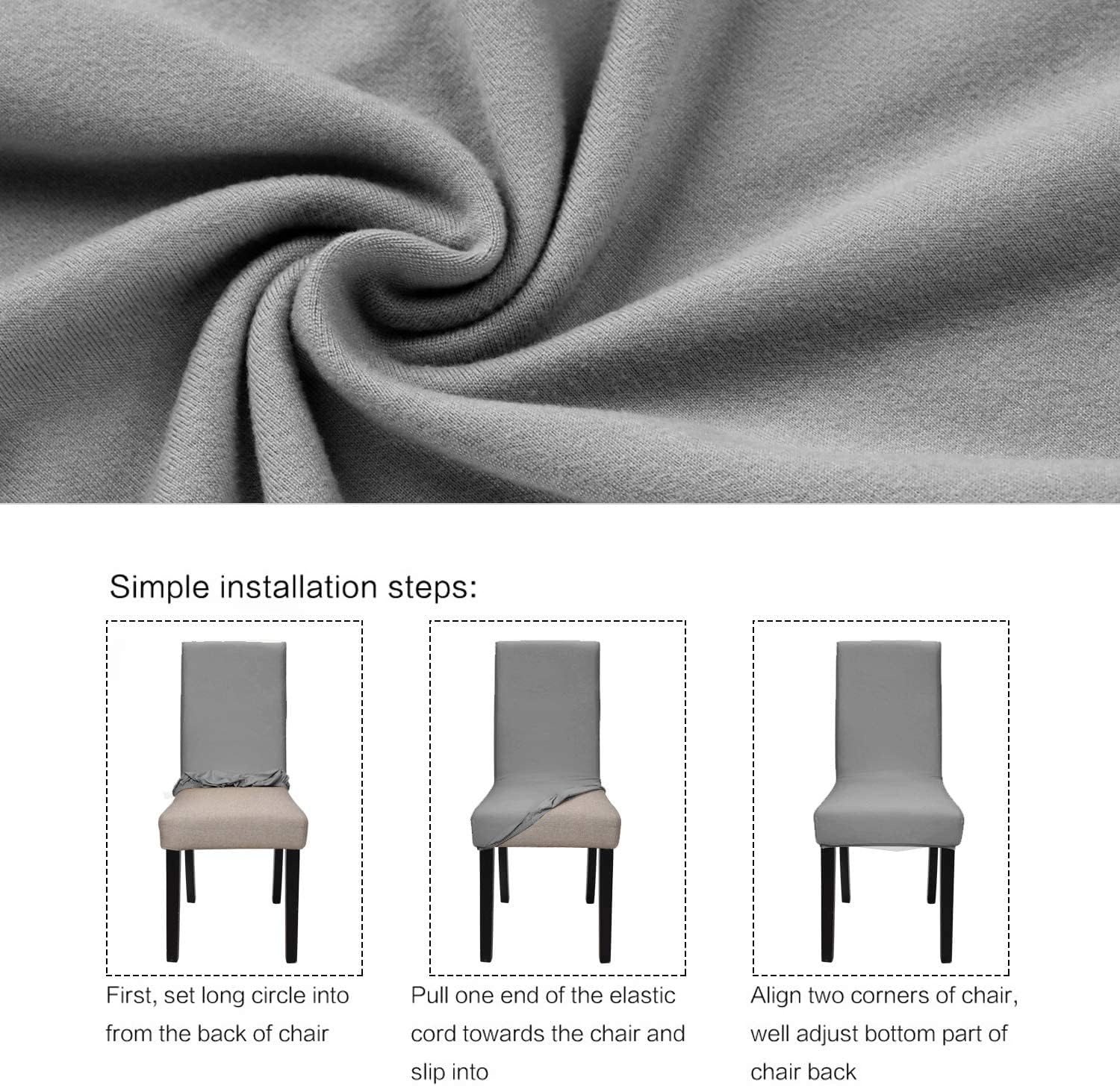 Fuloon – Juego de 6 fundas protectoras para sillas de comedor, elásticas, removibles, lavables, cortas, para hoteles, comedores, ceremonias,