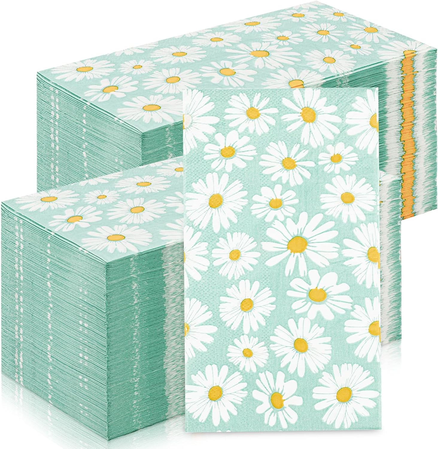 Zonon 200 servilletas de 2 capas con diseño de margaritas con temática floral, desechables, servilletas de papel decorativas para bufé, cocina,