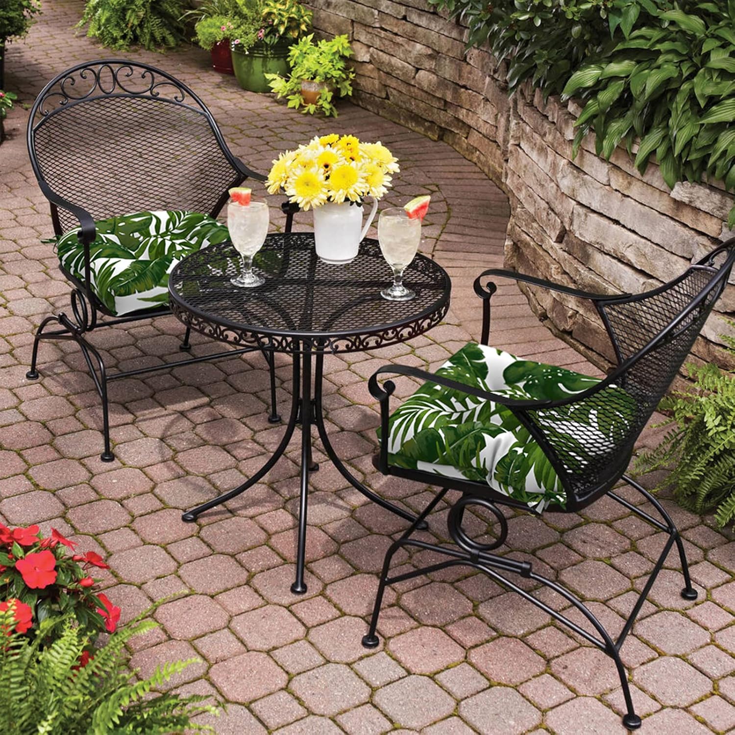 Cojines de mimbre para sillas de patio, para todo tipo de clima, para exteriores, paquete de 2, 19 x 19 x 5 pulgadas, cojines de asiento en forma de