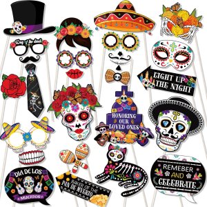 DPKOW Divertidos accesorios para cabina de fotos del Día de los Muertos, accesorios para selfies, accesorios para fotos de Halloween, accesorios DPKOW Divertidos accesorios para cabina de fotos del Día de los Muertos, accesorios para selfies, accesorios para fotos de Halloween, accesorios
