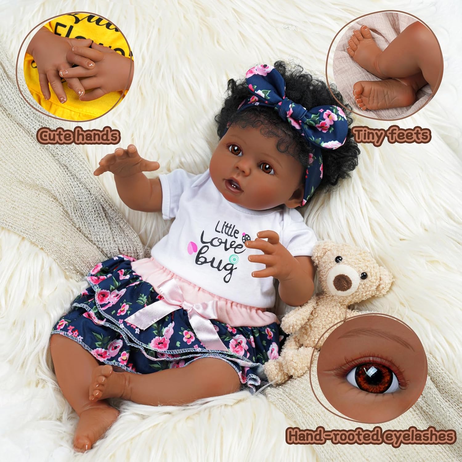 Muñecas de bebé Reborn negras con cuerpo suave realista, muñeca afroamericana realista recién nacida de 20 pulgadas, el mejor juego de regalo de