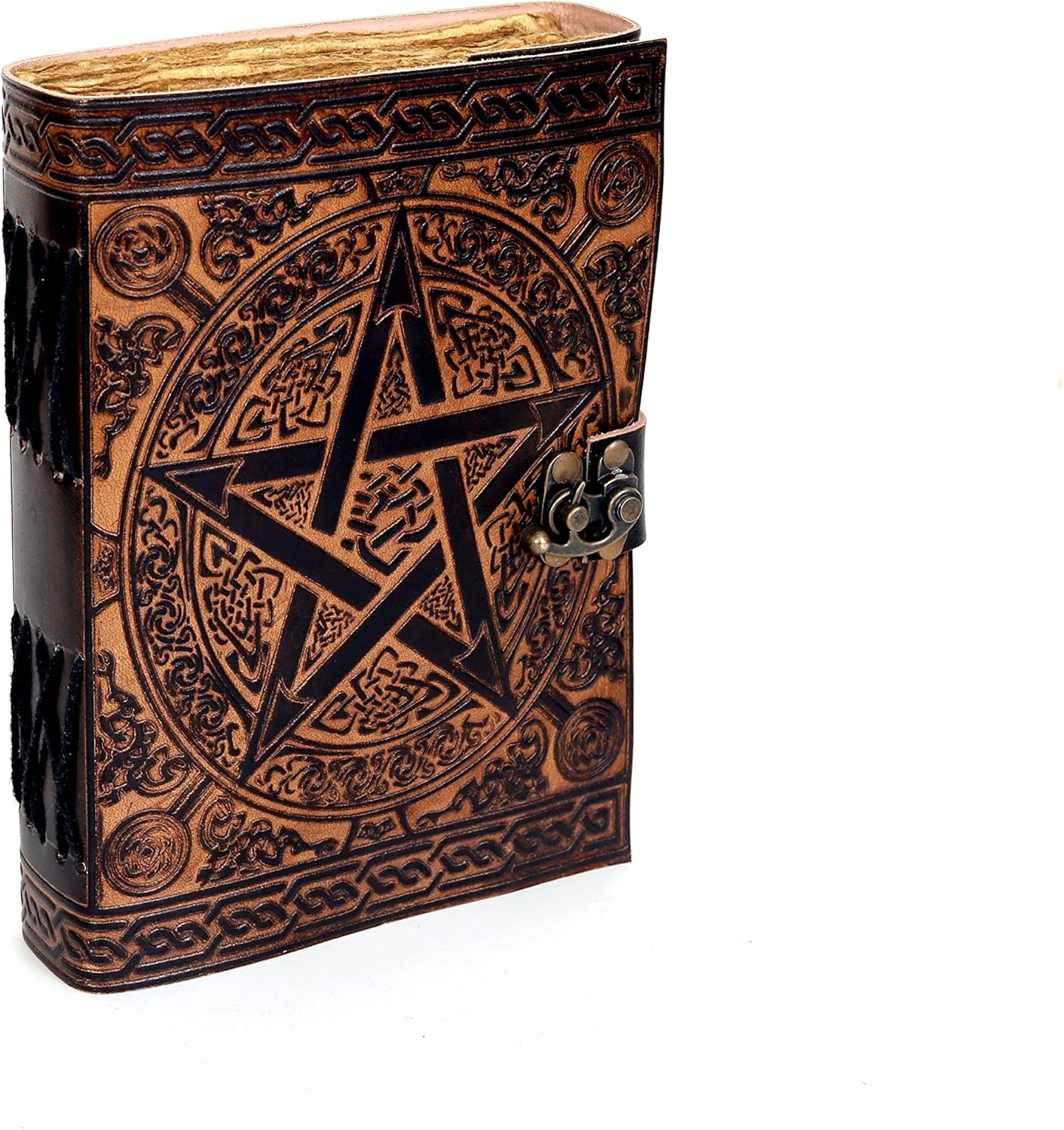 Diario vintage, diario de cuero, diario Wicca, diario Wiccan, 200 papel de borde de cubierta hecho a mano, cuaderno de cuero, cuaderno de bocetos de