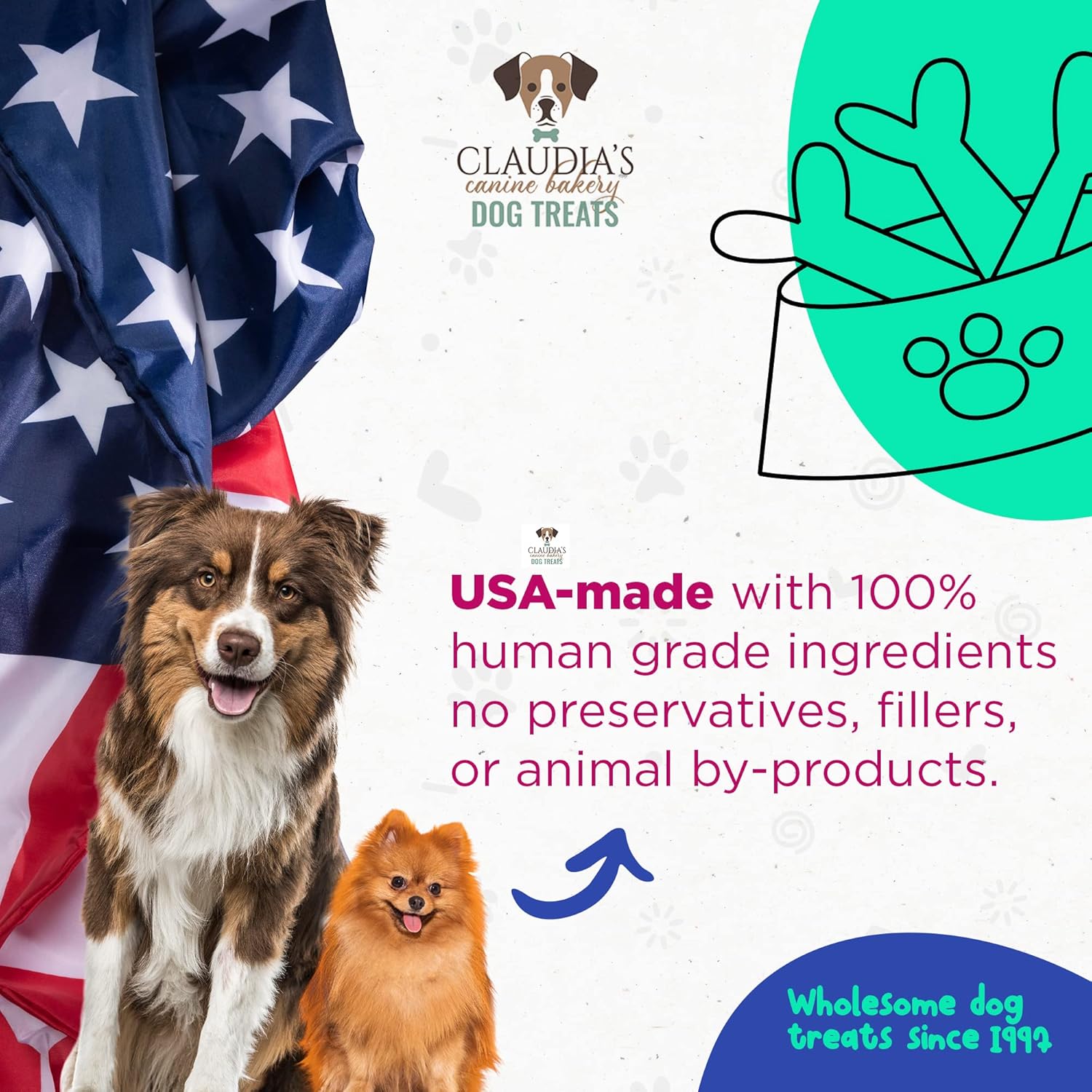 Claudia’s Canine Bakery Pink Passion Surtido de galletas gourmet para perros, 7 onzas