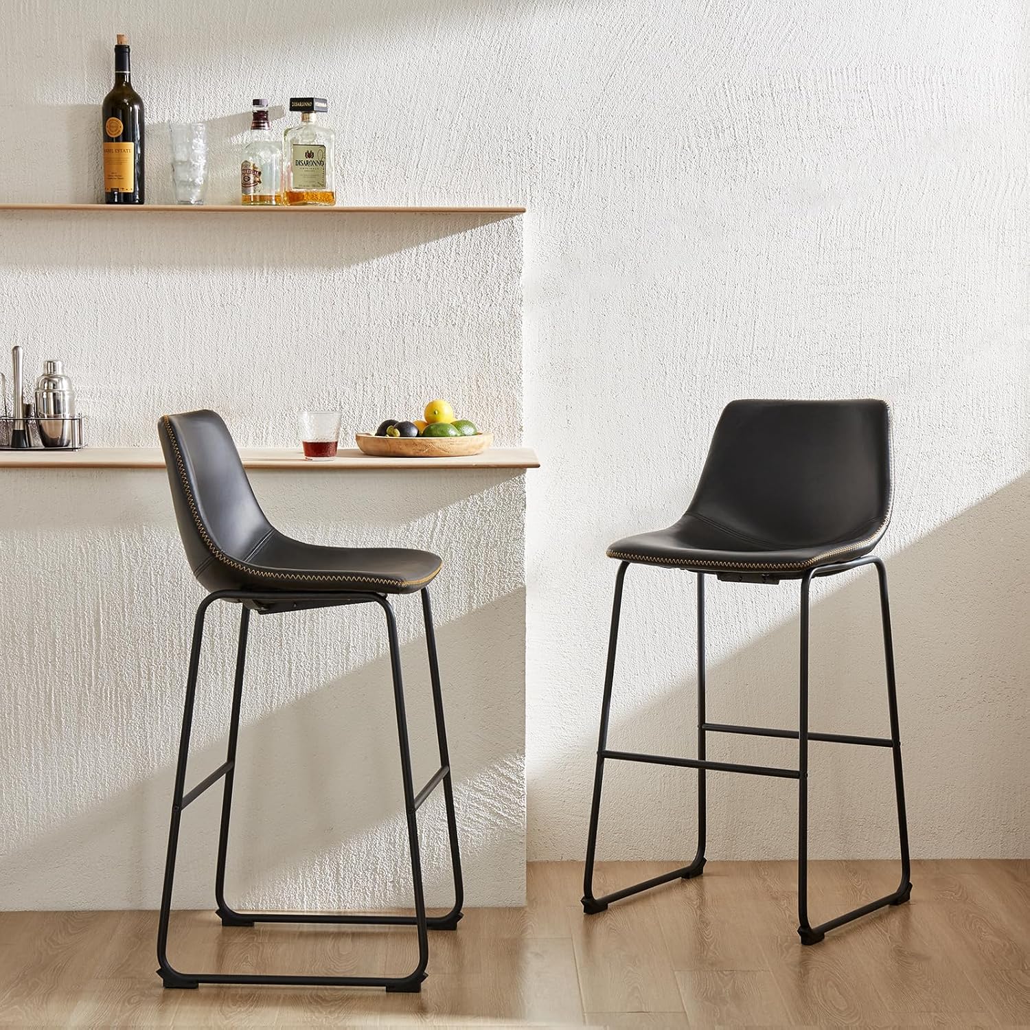 edx Sillas de comedor, sillas de cocina y comedor, cojín de piel sintética y patas de metal, taburetes de bar de altura de mostrador para isla de