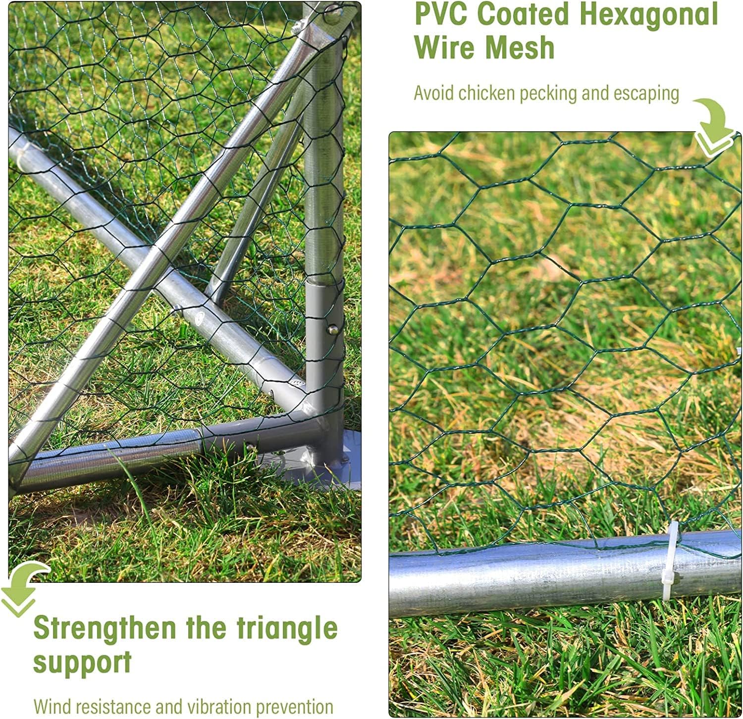 Jaula grande de metal para gallinero de corral, gallinero resistente para patio, con cubierta impermeable y anti-UV para uso en granja al aire libre