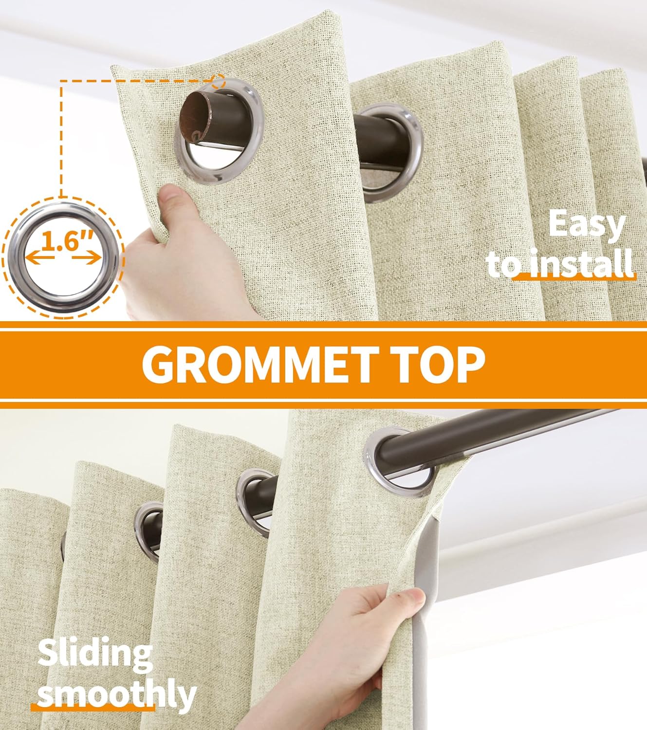 YoungsTex Cortinas 100% opacas con textura de lino para dormitorio, bloqueo de luz completa, con aislamiento térmico, cortinas de lino para sala de
