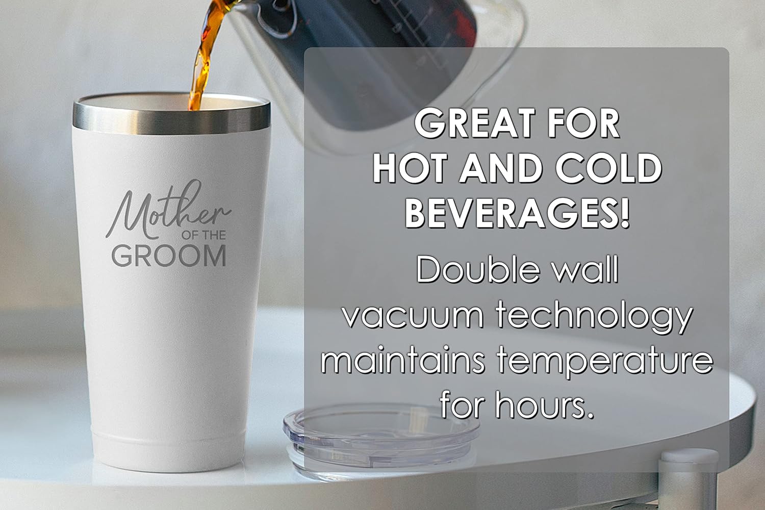 Sodilly Vaso de acero inoxidable grabado, ideal para celebraciones de boda, regalos para la madre del novio, recuerdo especial para la madre del