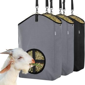 3 paquetes de comederos de heno para cabra, bolsas de heno para cabras, caballos, ovejas, tela Oxford 600D de alta calidad, con cierre de metal y 3 paquetes de comederos de heno para cabra, bolsas de heno para cabras, caballos, ovejas, tela Oxford 600D de alta calidad, con cierre de metal y