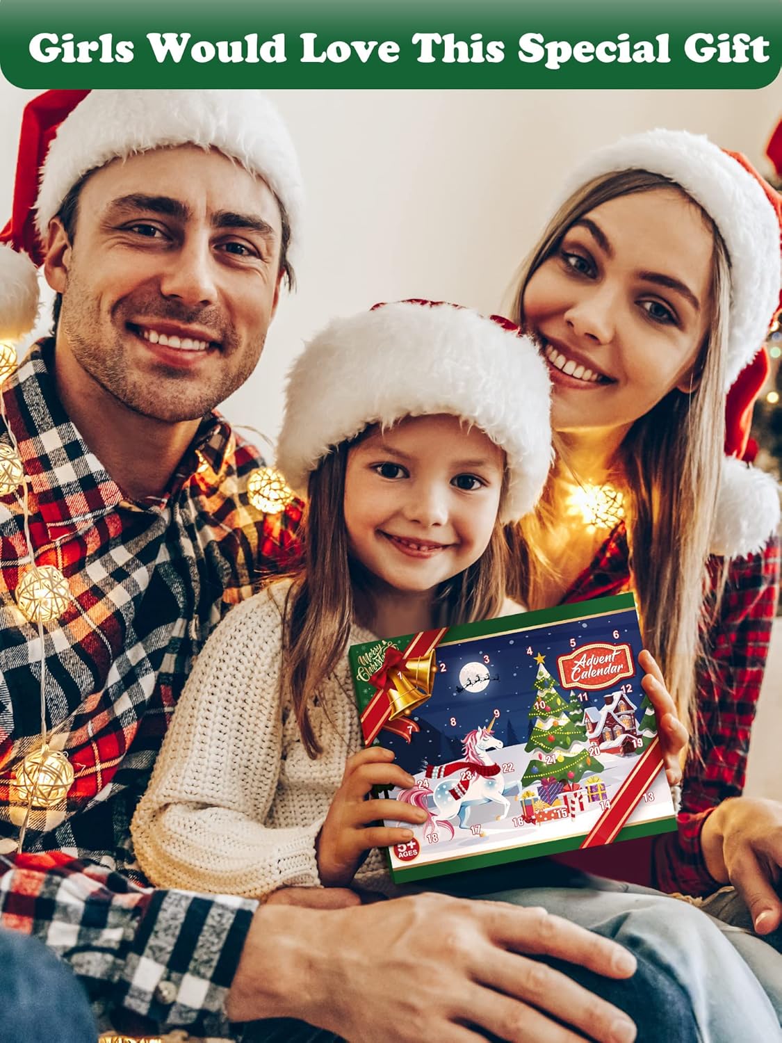 Calendario de Adviento 2023 Kit de fabricación de pulseras de unicornio para niñas, calendario de cuenta regresiva de 24 días de Navidad con 2
