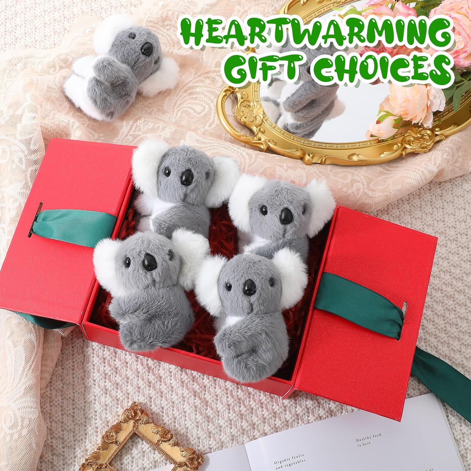 Poen 9 piezas de animales de peluche de koala de peluche, lindos animales de peluche pequeños, mini juguete de koala con cadena de perlas, koala