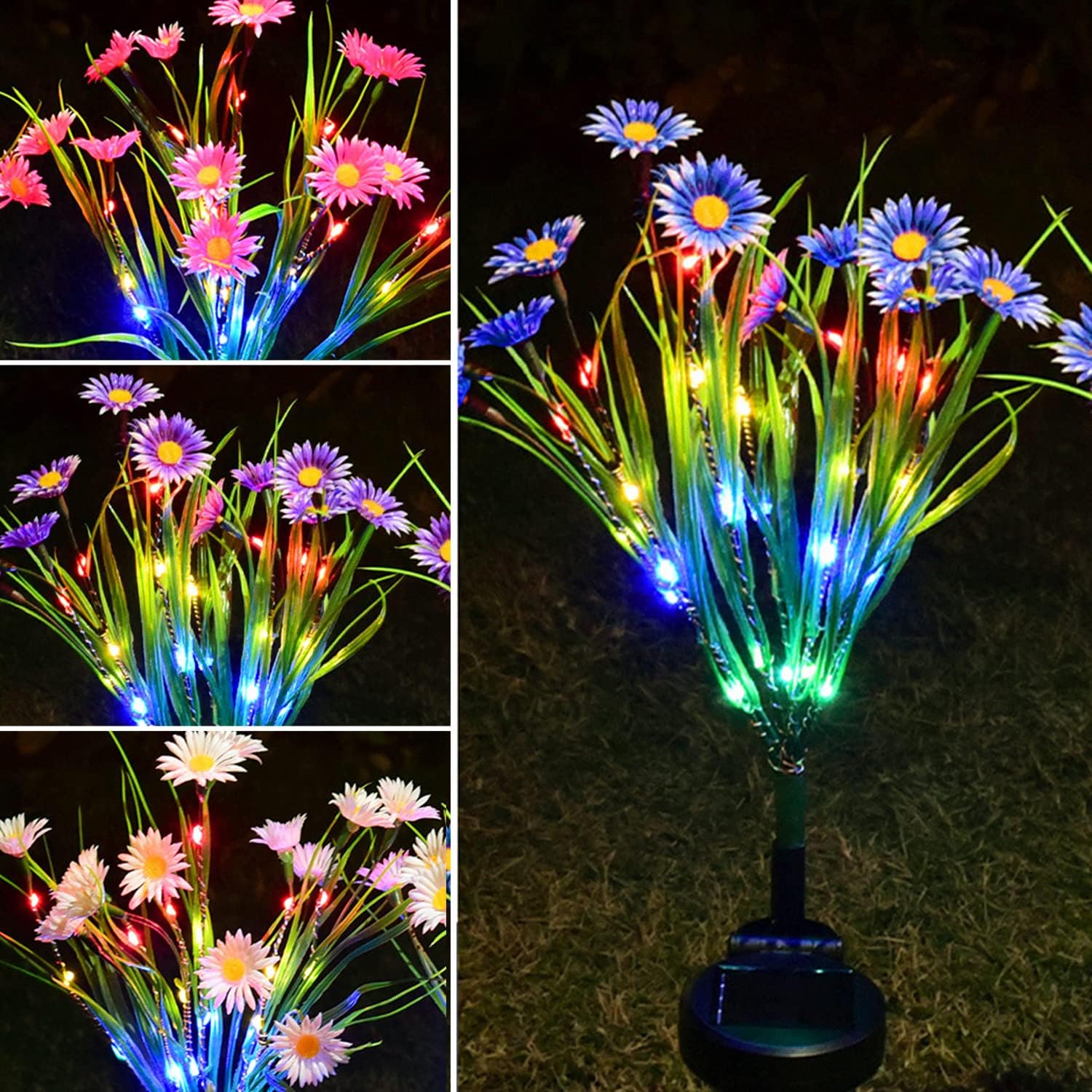 Luces solares de jardín, luces de camino de flores impermeables para exteriores, luces de jardín alimentadas por energía solar, impermeables, para