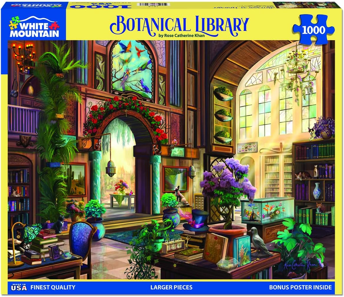 White Mountain Puzzles Botanical Library – Rompecabezas de 1000 piezas