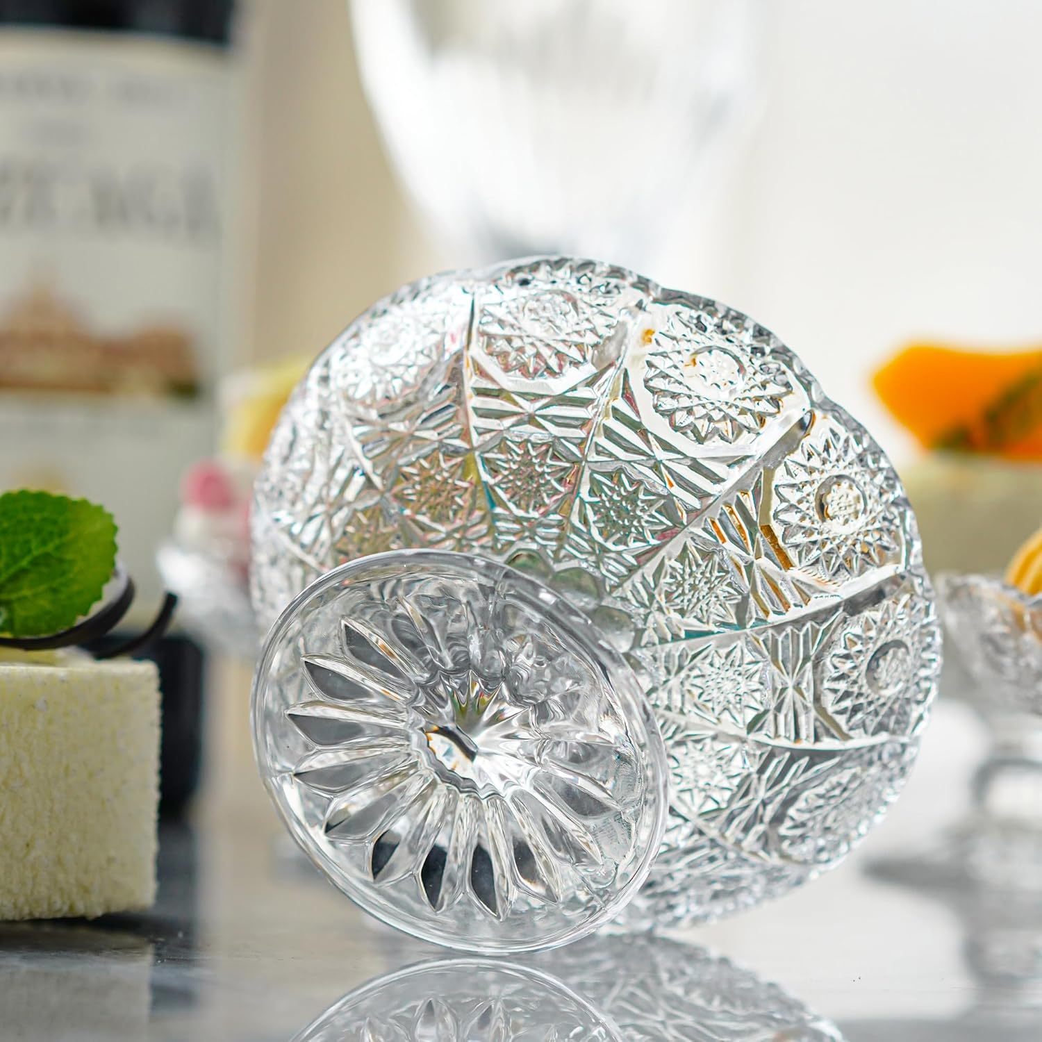 6 soportes de postre de cristal para tartas, servidor de platos de magdalenas, soporte transparente para tartas pequeñas para chocolate, postre,