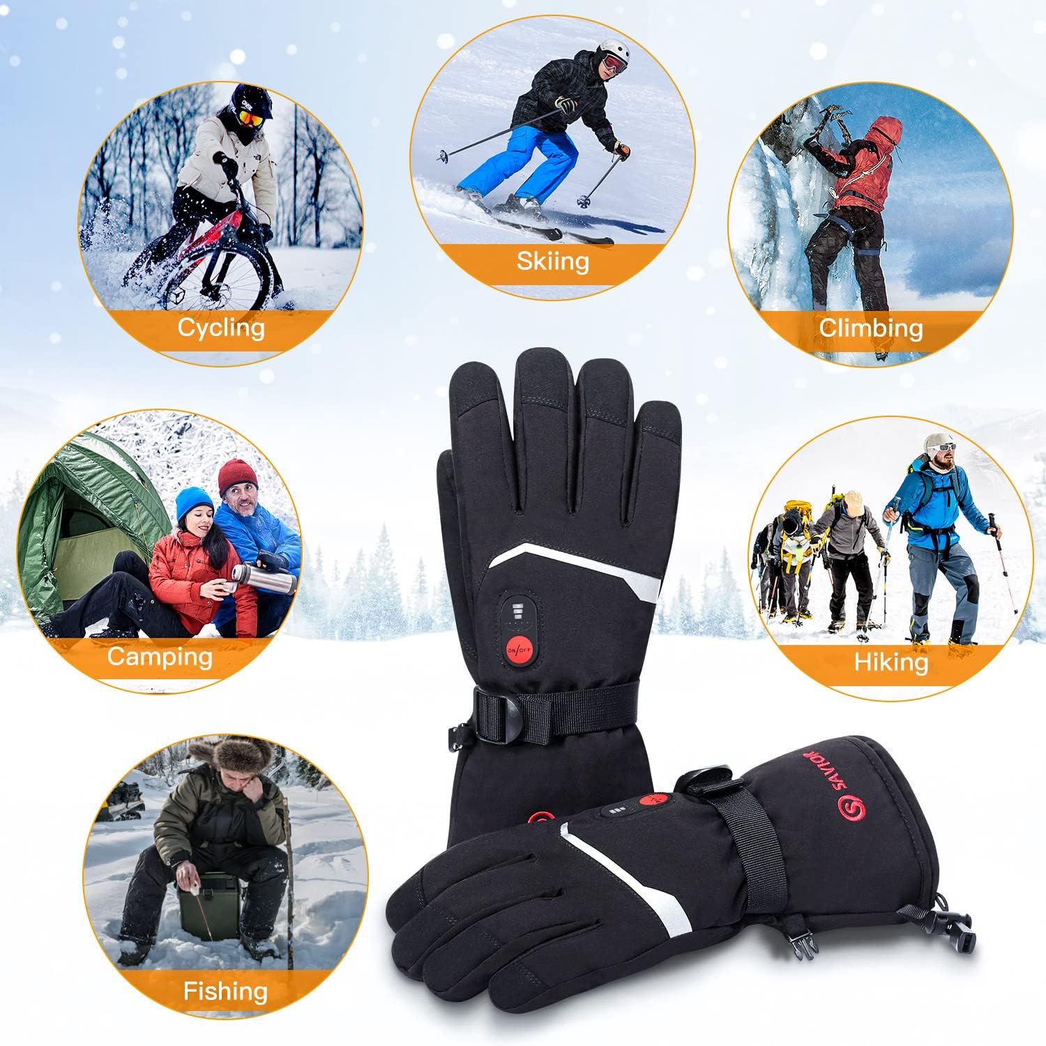 SAVIOR HEAT Guantes térmicos con batería para hombre y mujer, guantes de motocicleta eléctricos impermeables con pantalla táctil, guantes de