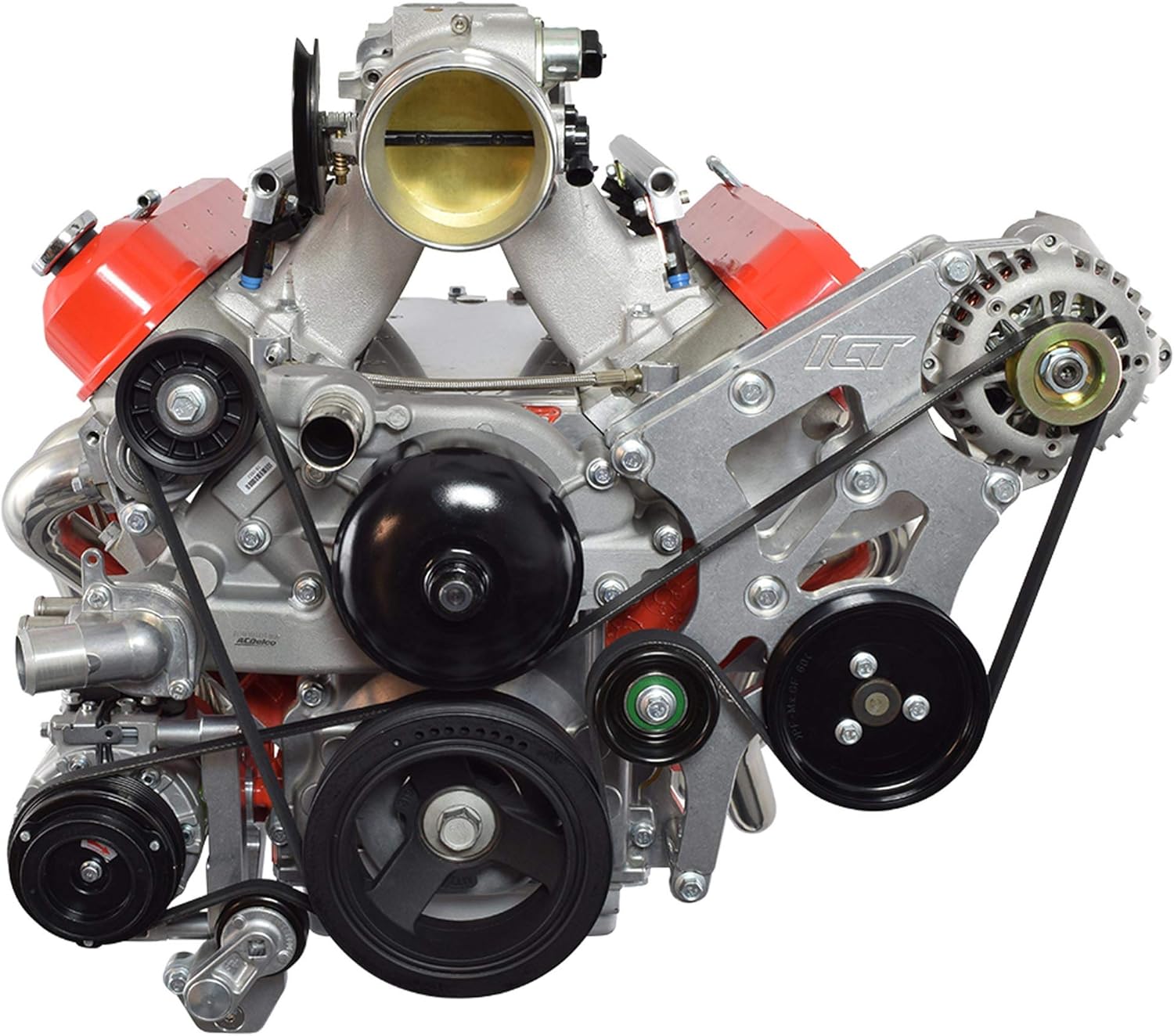 ICT Billet LS Swap Alternador y Kit de soporte de dirección asistida compatible con Camaro BMW 330i E46 LS1 LS3 LSX 4.8L 5.3L 6.0L 551796-2