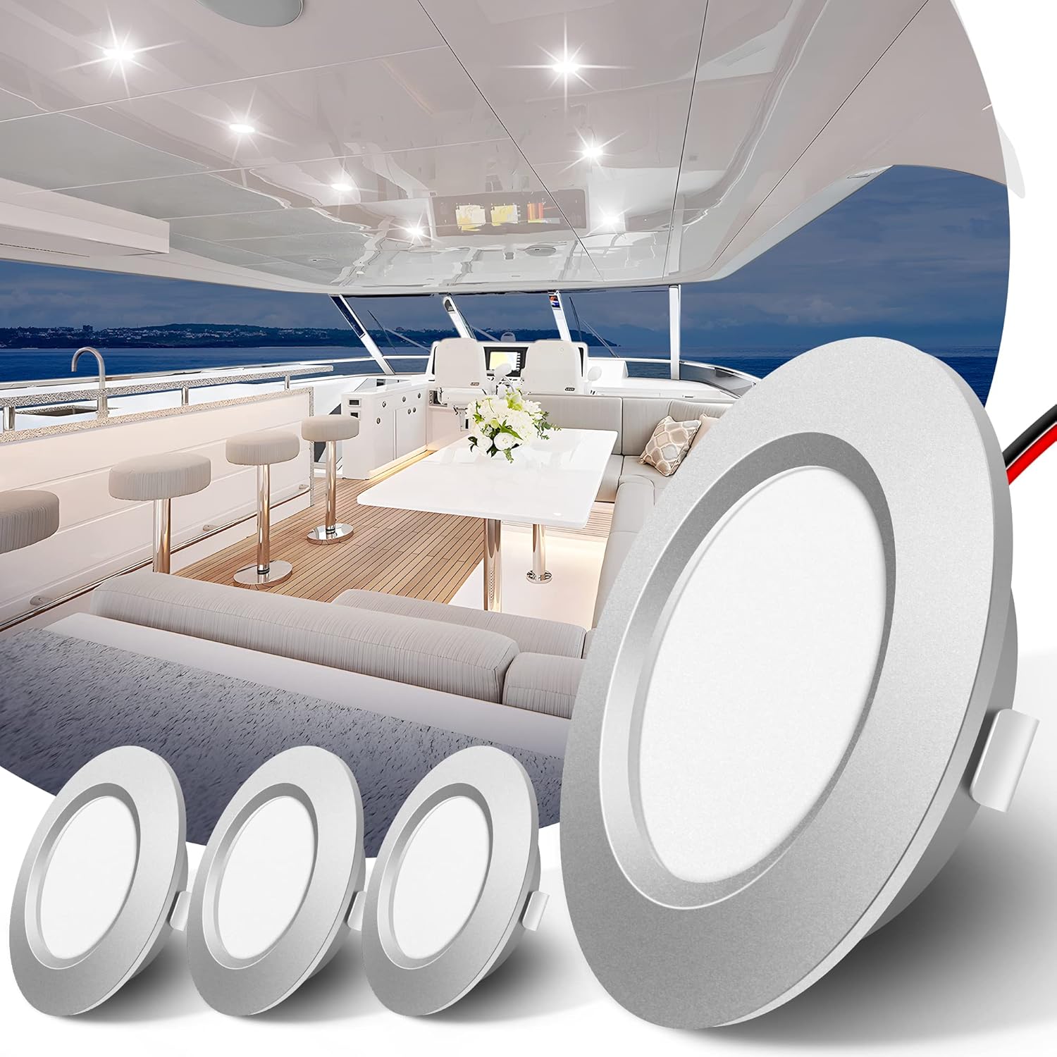 JandCase Luces LED para interior de caravana, luces de techo empotradas de 12 V, luces LED empotrables de 5 W, luz blanca diurna de 5000 K, focos