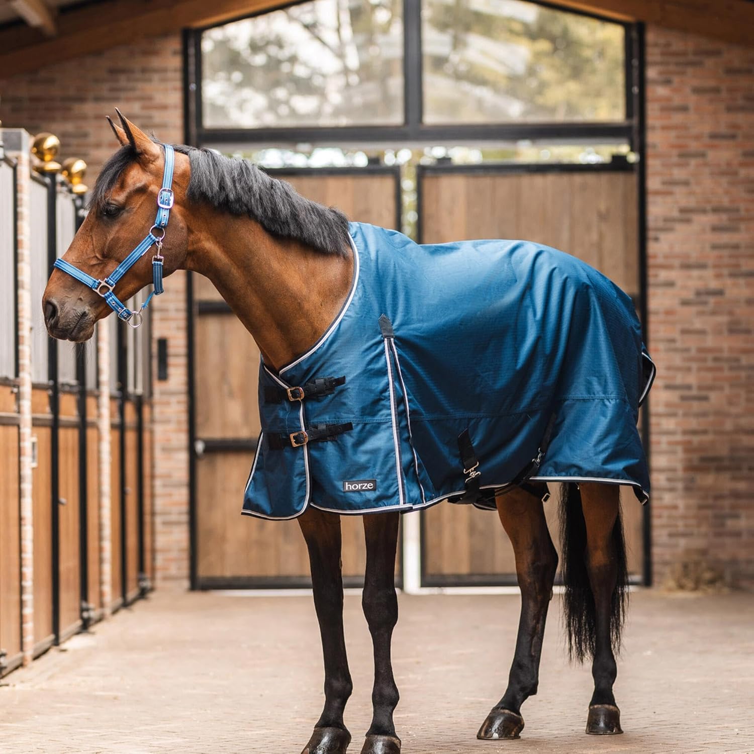 HORZE Glasgow – Hoja de caballo impermeable ligera (sin relleno), color azul ópalo, 78 pulgadas