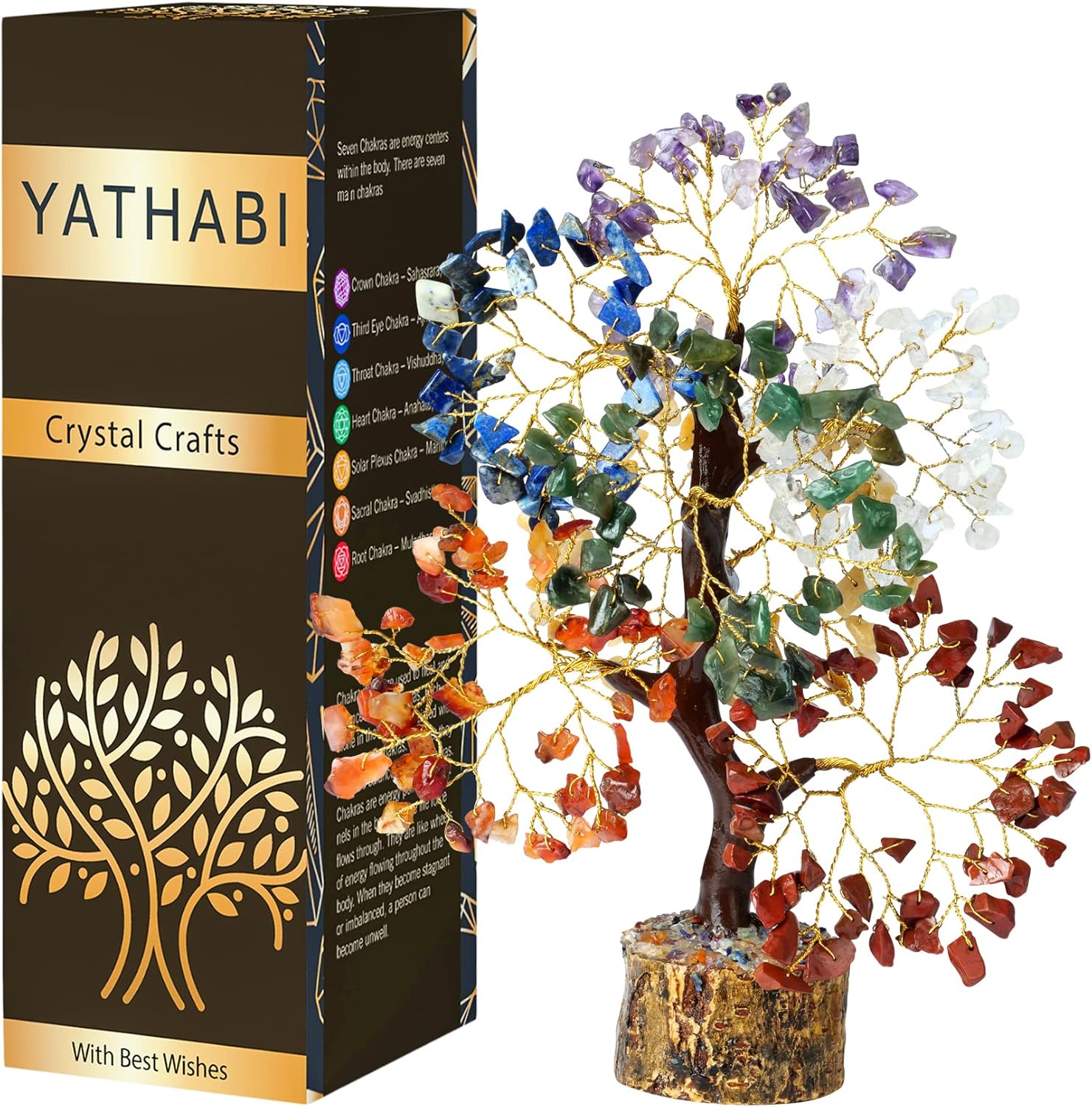 YATHABI Árbol de los siete chakras, árbol de cristal para energía positiva, árbol de dinero de Feng Shui, regalos espirituales para mujeres,