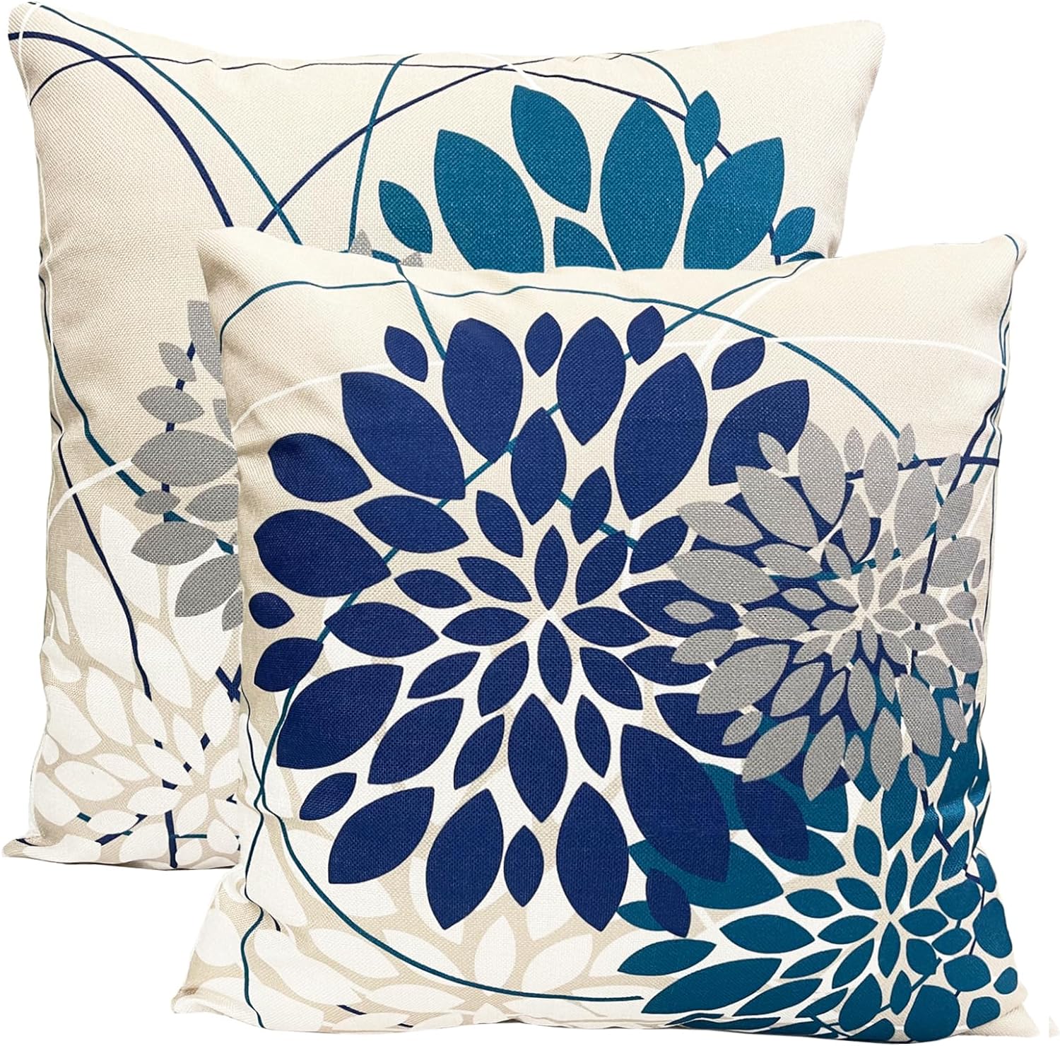 Juego de 2 fundas de almohada decorativas azules de 22 x 22 pulgadas para sofá, sala de estar, dormitorio, automóvil al aire libre, funda de
