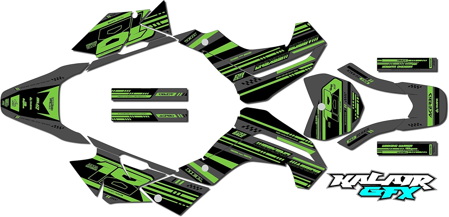 Kit de gráficos para Kawasaki KLX140R (2019-2023) Warrior Series Green-shift 21 Mil – Adhesivos para motocicleta Dirt Pit Bike Motocicleta,