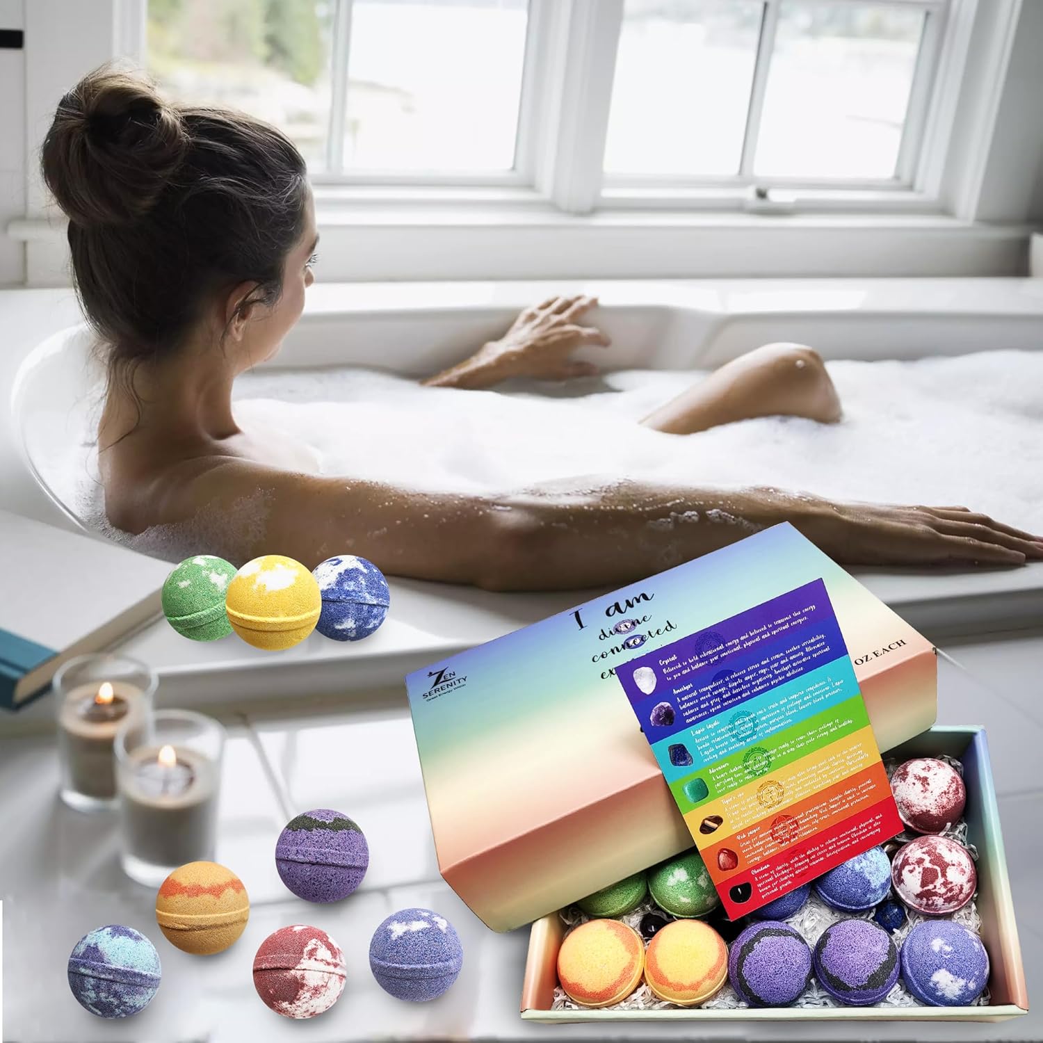 Bombas de baño con piedras preciosas curativas de chakras. 15 bombas de baño de aceites esenciales. Bombas de baño con piedras de chakra reales para