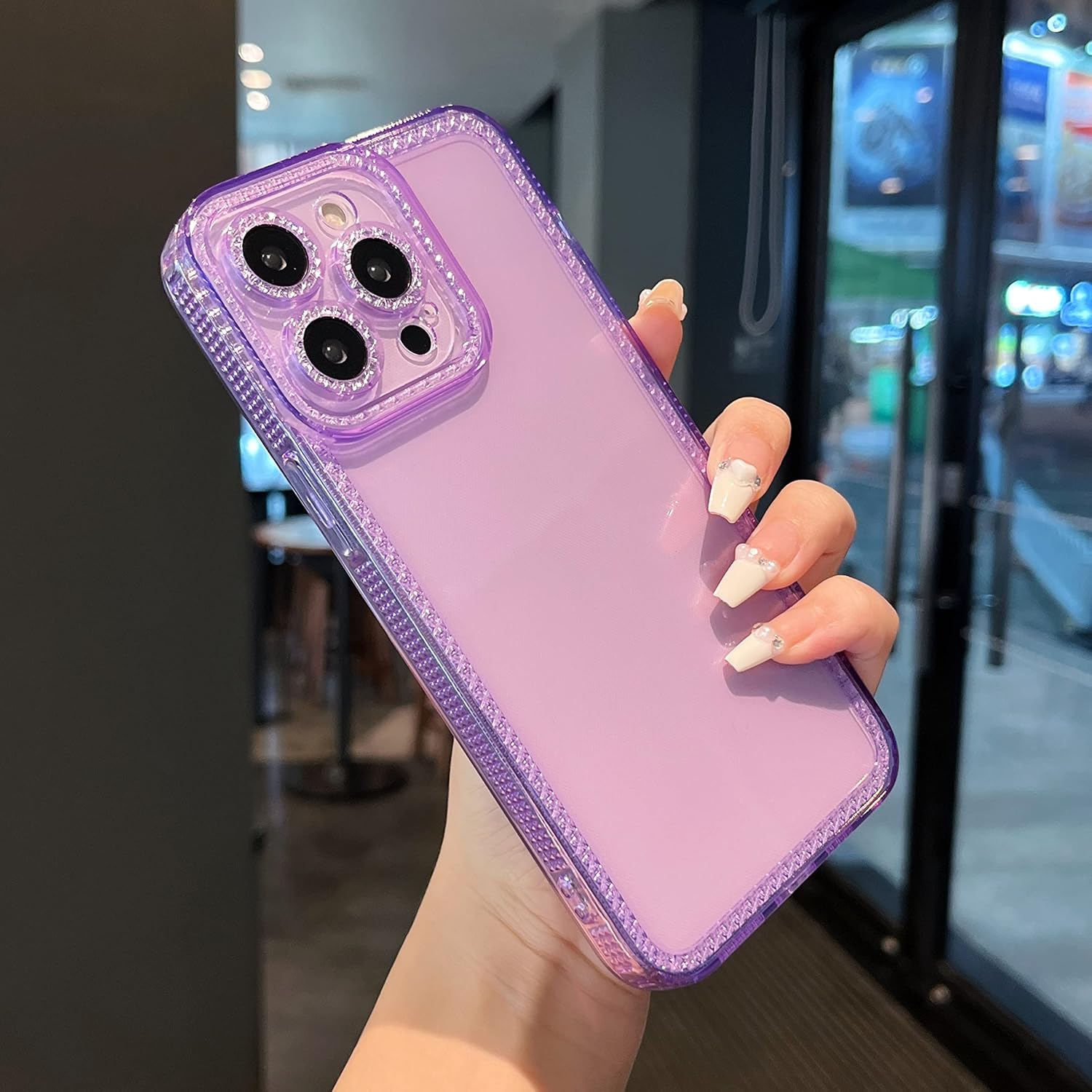 ZTOFERA Diseñada para iPhone 14 Pro Max de 6.7 pulgadas, bonita funda transparente brillante para mujeres y niñas, funda protectora de silicona TPU