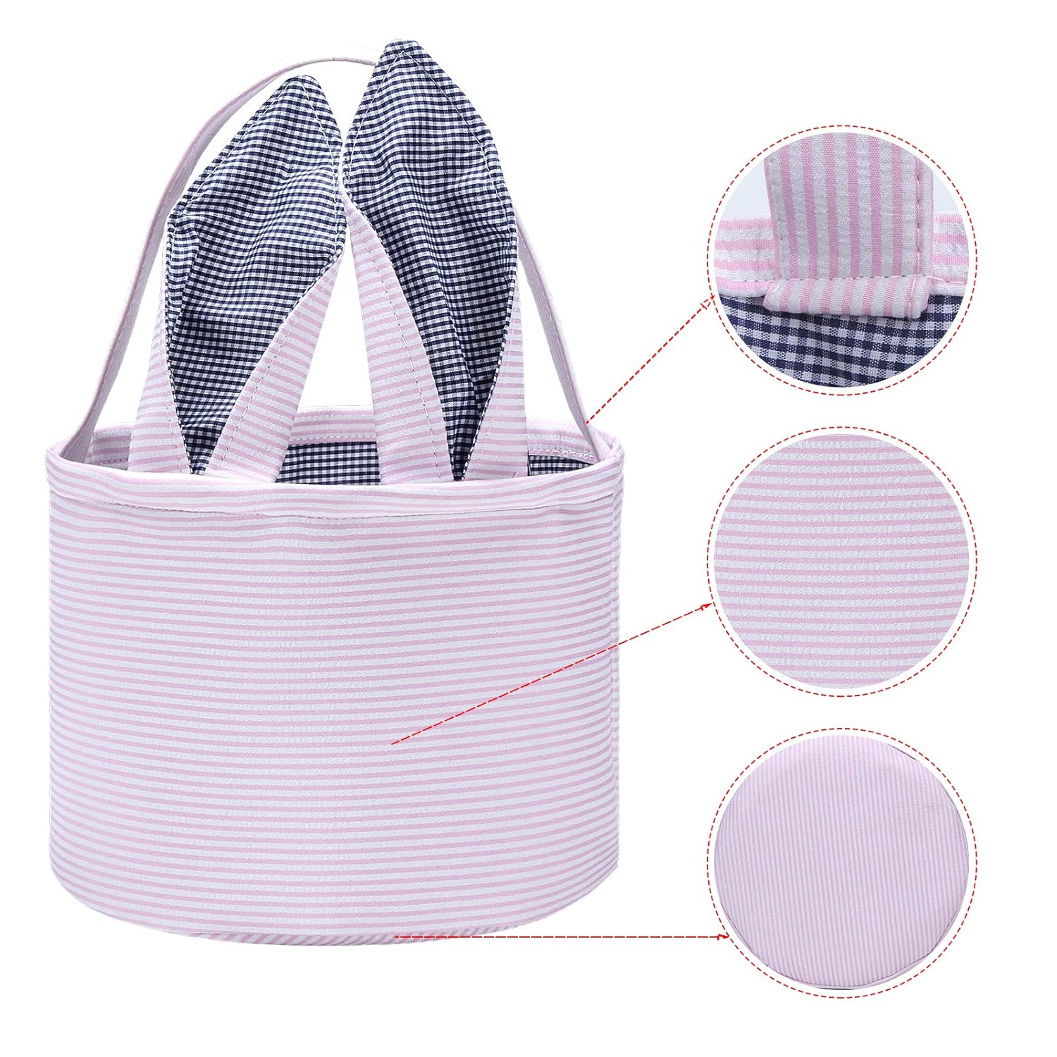 Canasta de conejo de Pascua, bolsas de huevo para niños, lona de algodón personalizado, cesta de huevo de caramelo, conejo con impresión de cola
