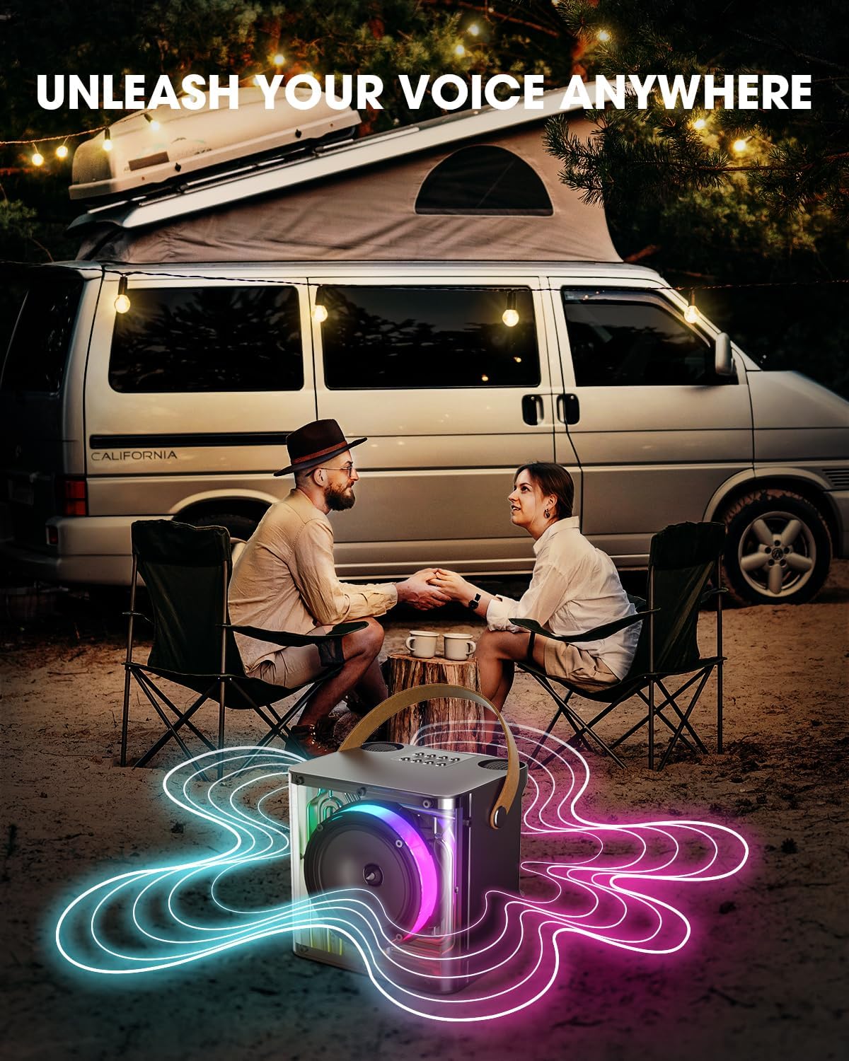 Máquina de karaoke para adultos al aire libre con asa – Courpal Juego de altavoces portátiles con luces de discoteca – Regalo de canto para fiestas