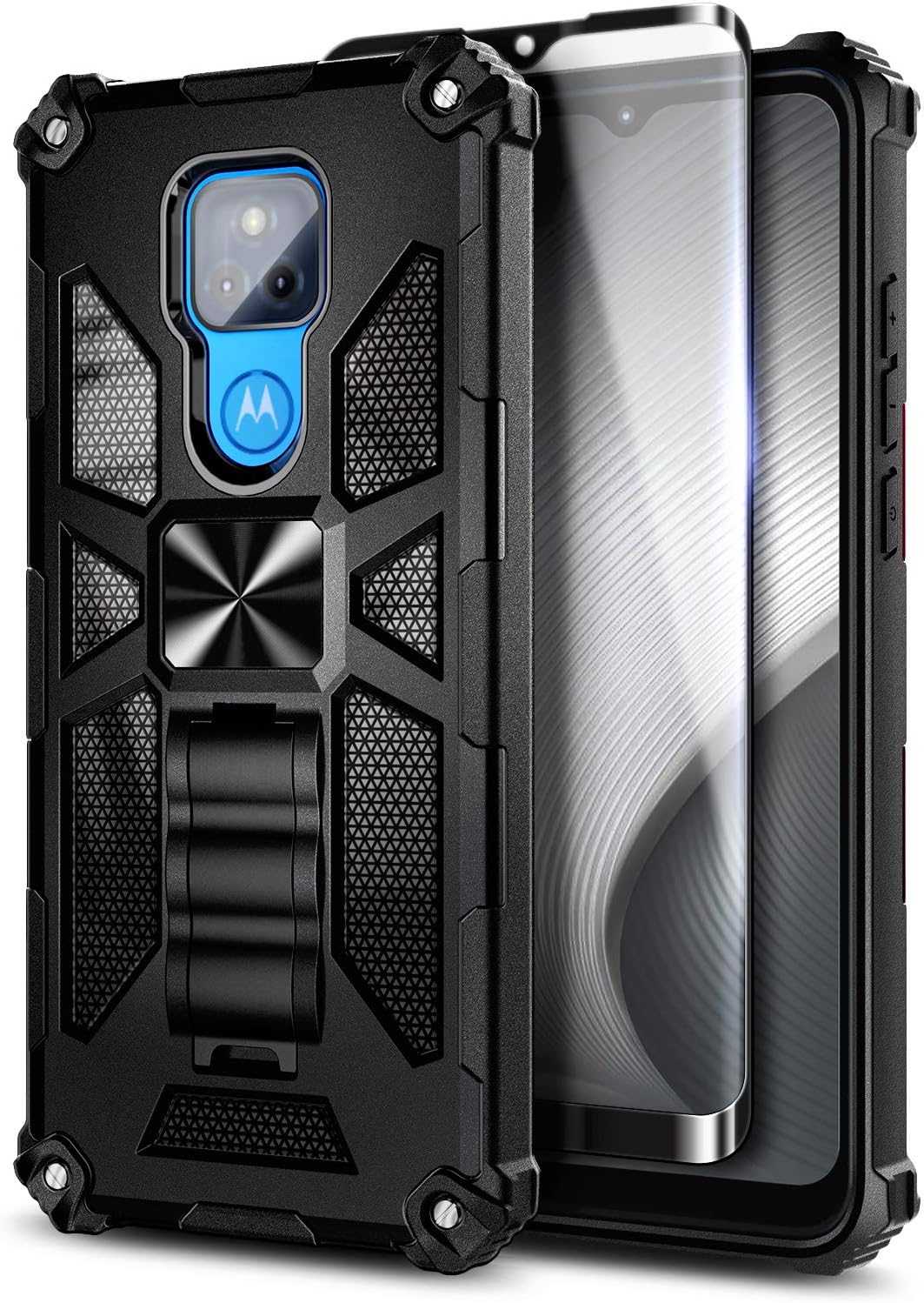 NZND Funda para Moto G Play 2021 con protector de pantalla de vidrio templado (cobertura máxima), protección de cuerpo completo a prueba de golpes