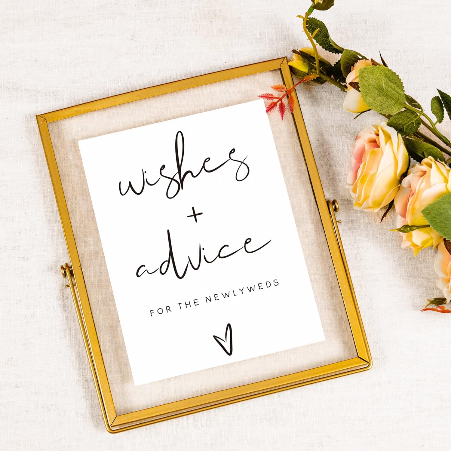 Calculs Advice And Wishes For The Mr And Mrs – Marco de fotos flotante dorado para boda, tarjetamenú, soporte para mesa de centro de mesa de 10 x 8