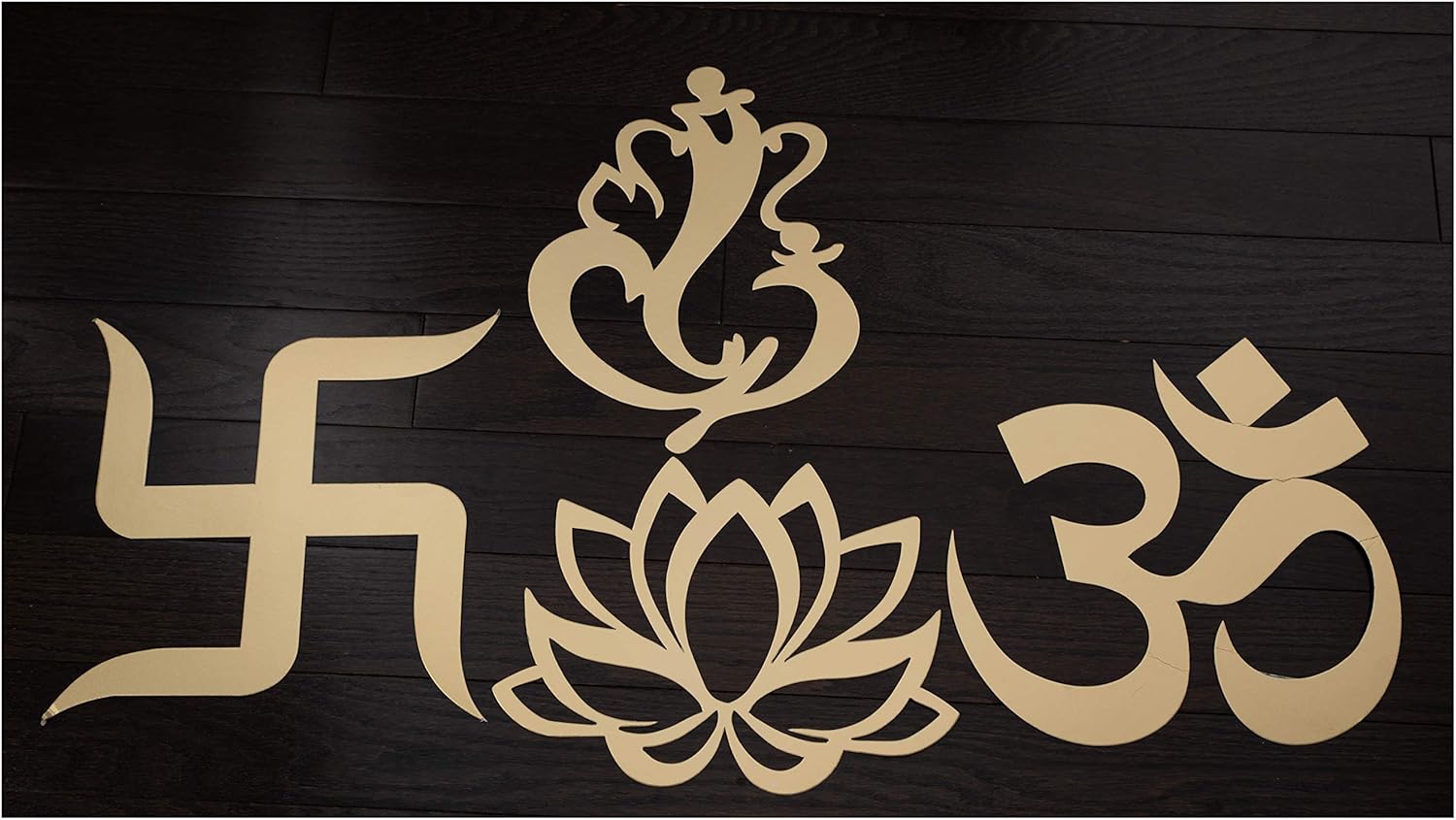 (Hinduismo) Recortes religiosos  Símbolos Om, Ganesha, Esvástica y Lotus  Decoración tradicional para el hogar espiritual  Decoraciones de boda