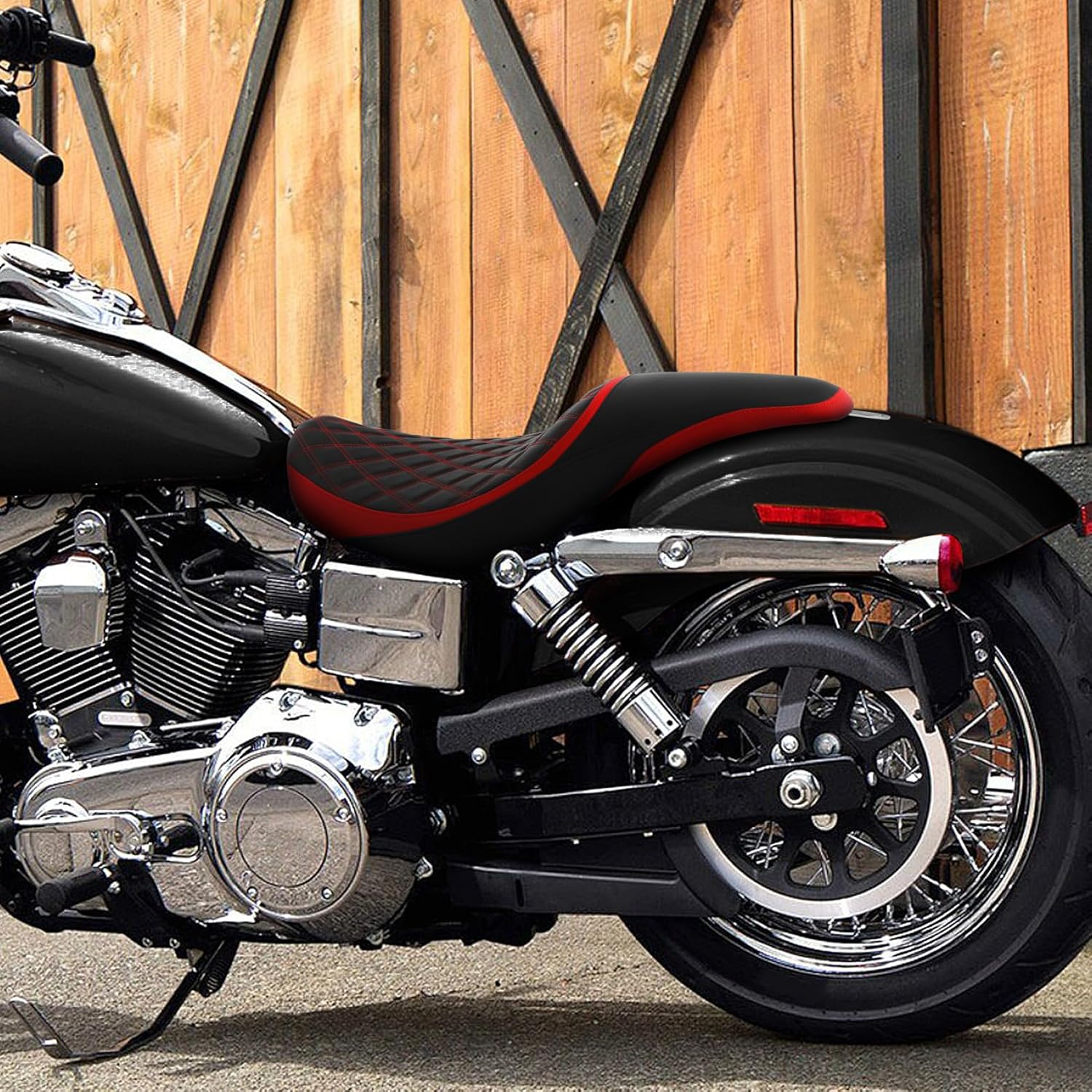 TCT-MOTORPARTS Asiento de pasajero negro de 2 plazas para Harley Dyna FXDL FXDB 2006-2017