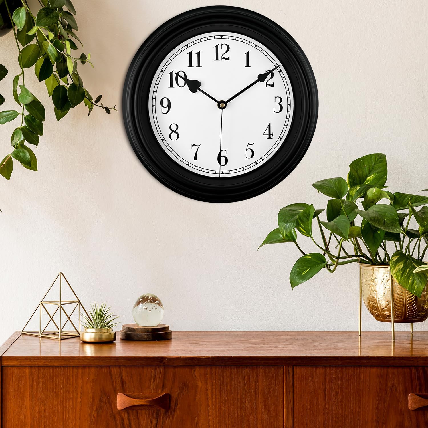 DIYZON Reloj de pared retro, reloj clásico vintage silencioso de 10 pulgadas sin tictac, fácil de leer, reloj de cuarzo de calidad que funciona con