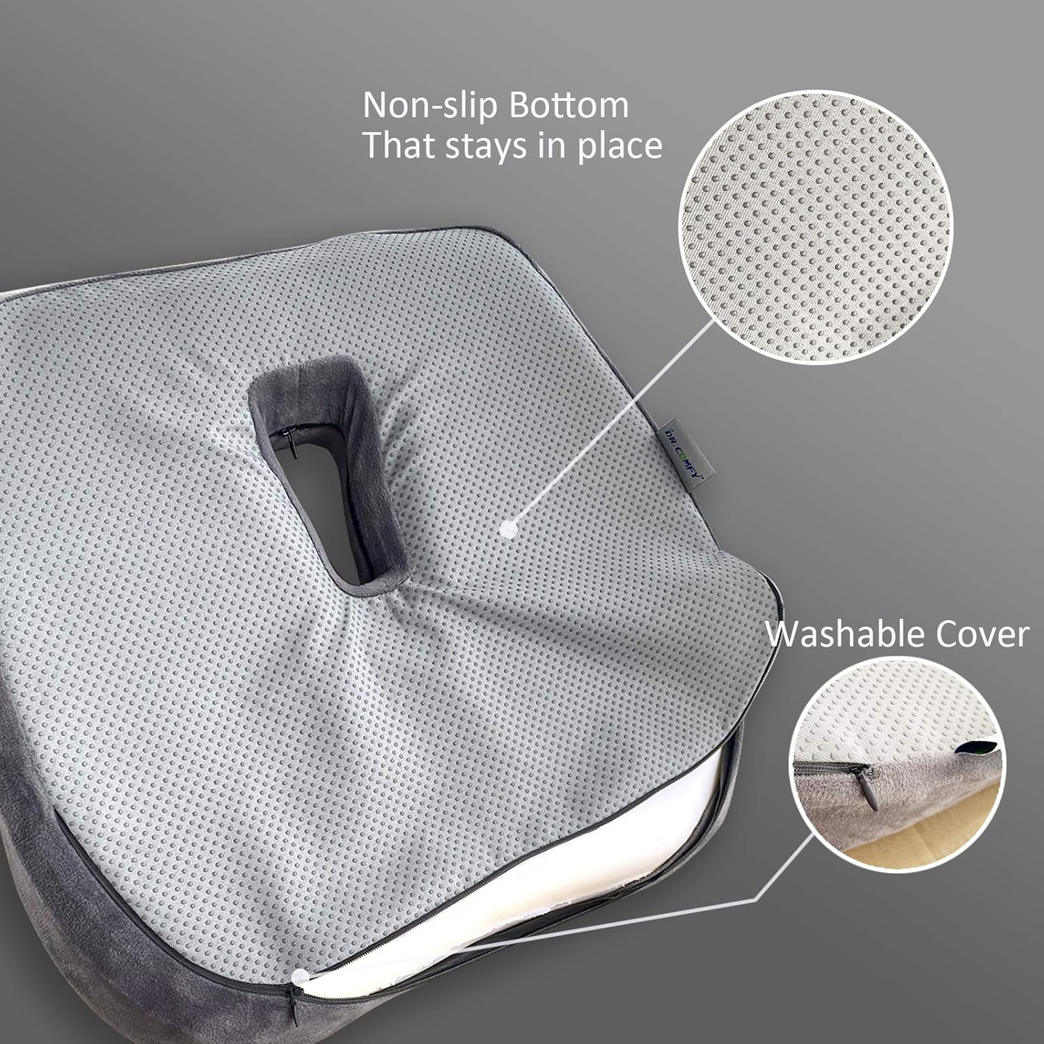 pitkalle Cojín de asiento, cojín de espuma viscoelástica para silla de coxis para sillas de oficina, cojín de coxis para aliviar el dolor de espalda
