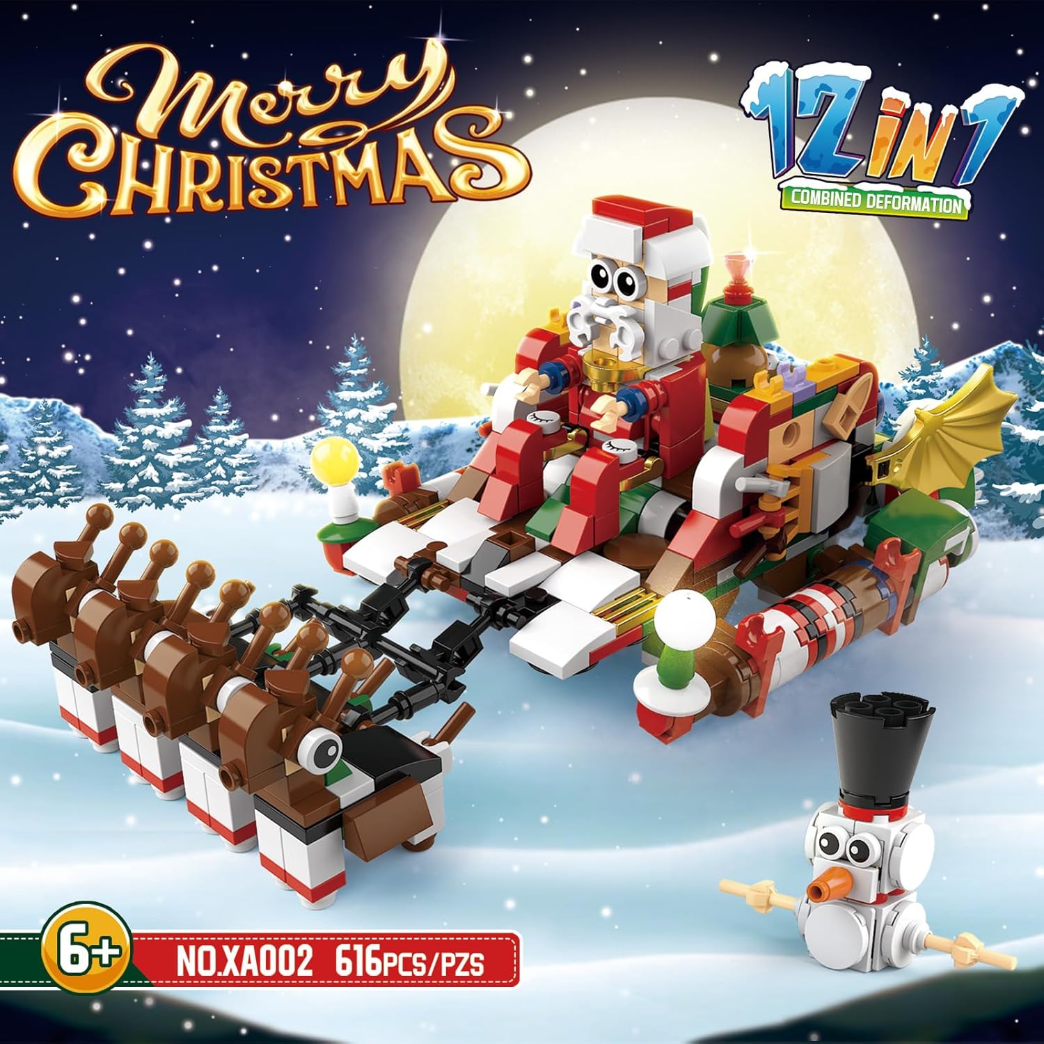 Juego de bloques de construcción 12 en 1 para fiestas de Navidad, juguetes de Navidad, mini ladrillos lindos, 12 piezas, calendario de adviento de