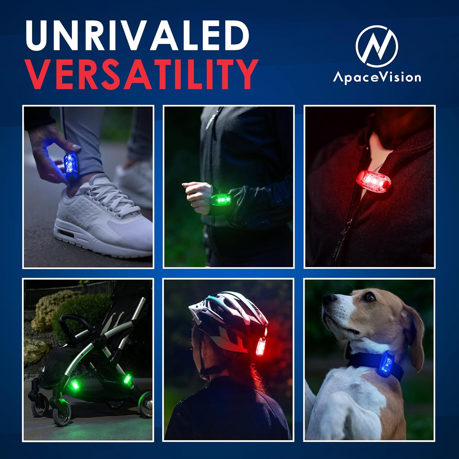 Luz LED de seguridad (2unidades) + Bonos gratis  Clip de luces de luz estroboscópica corriente para corredores, Perros, bicicleta, caminata los