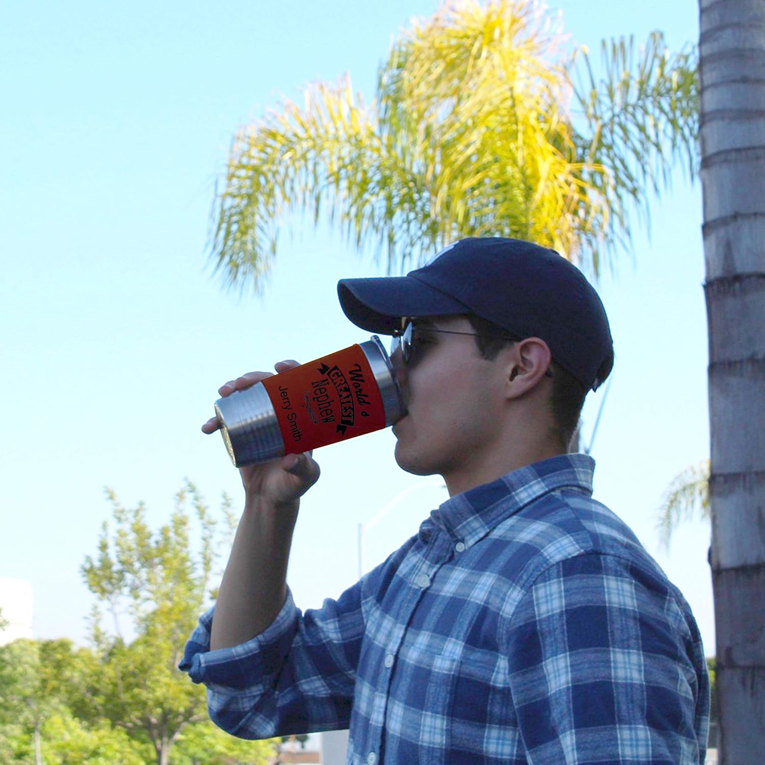 LaserGram Vaso aislado al vacío de 20 onzas, bandera de México, grabado personalizado incluido (piel sintética, marrón oscuro)