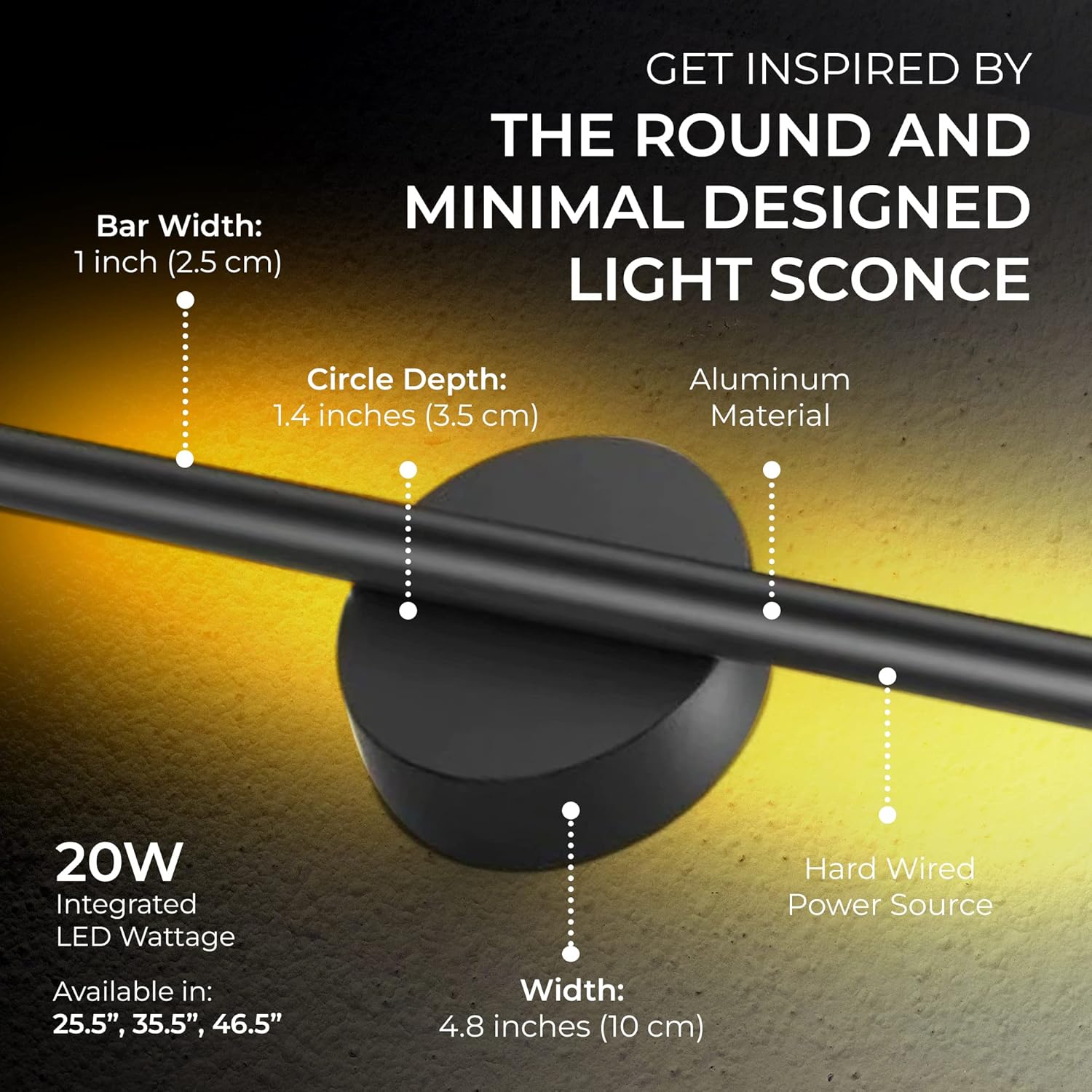 Moderno aplique de pared, elegante lámpara LED de montaje en pared para baño, dormitorio, sala de estar y oficina en casa, cableado duro con