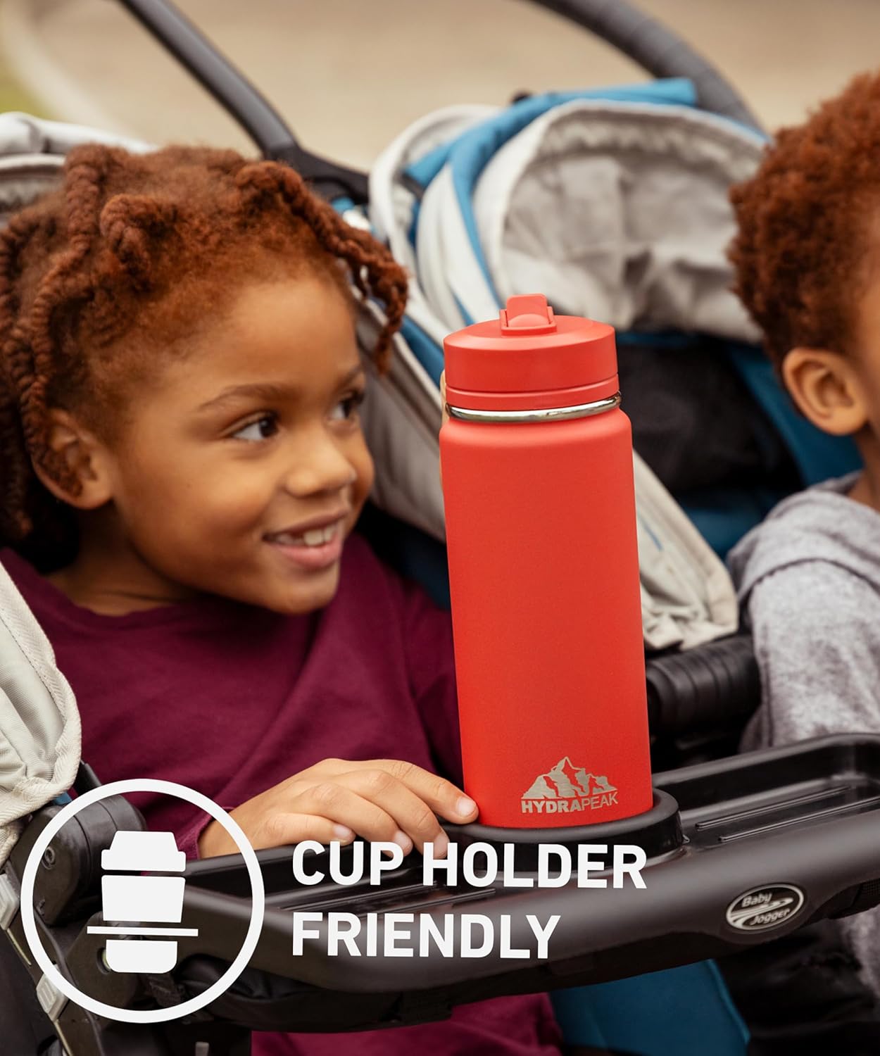 Hydrapeak Mini botella de agua para niños de 20 onzas con tapa con popote, botella de agua aislada de doble pared de acero inoxidable para niños,